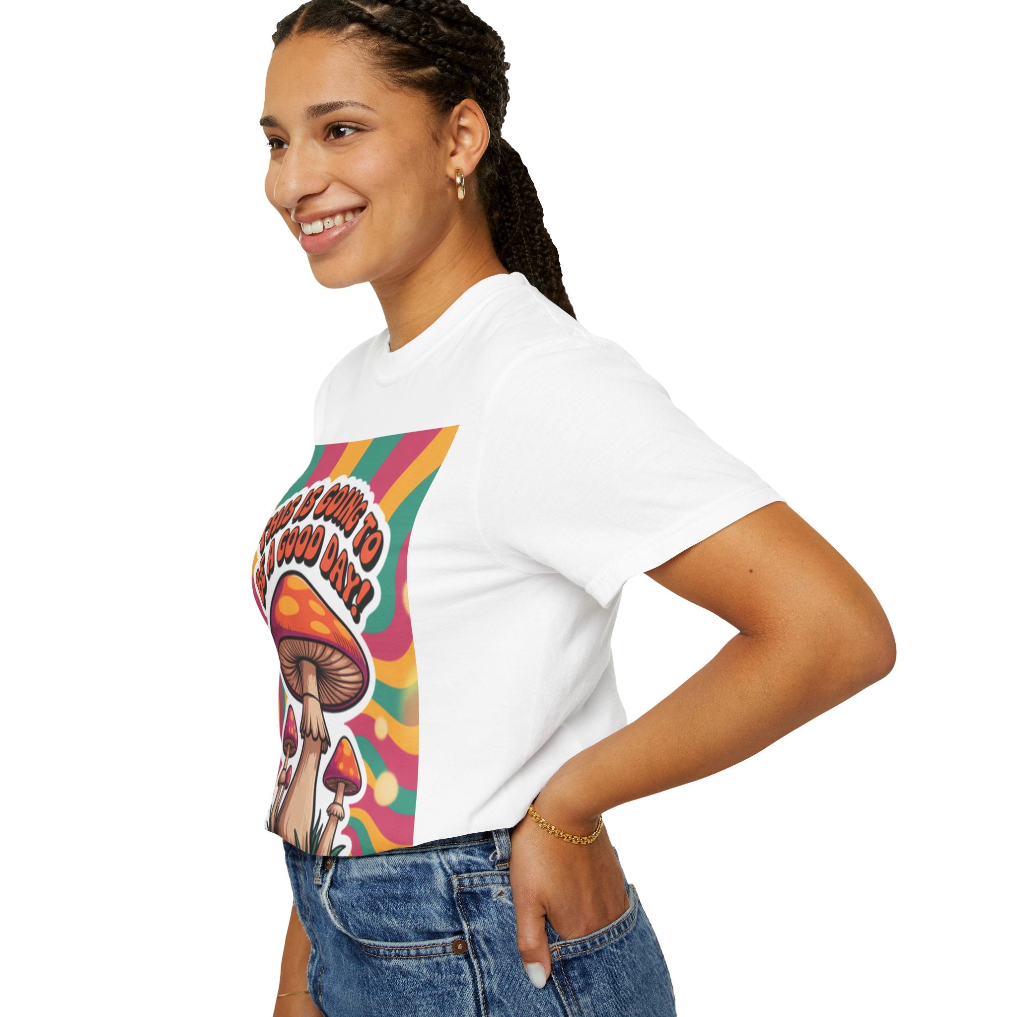 Positive Vibes T-shirt, Retro Mushroom Tee, Unisex Psychedelic Shirt, Gift for Friends, Casual Wear, Summer Essentials