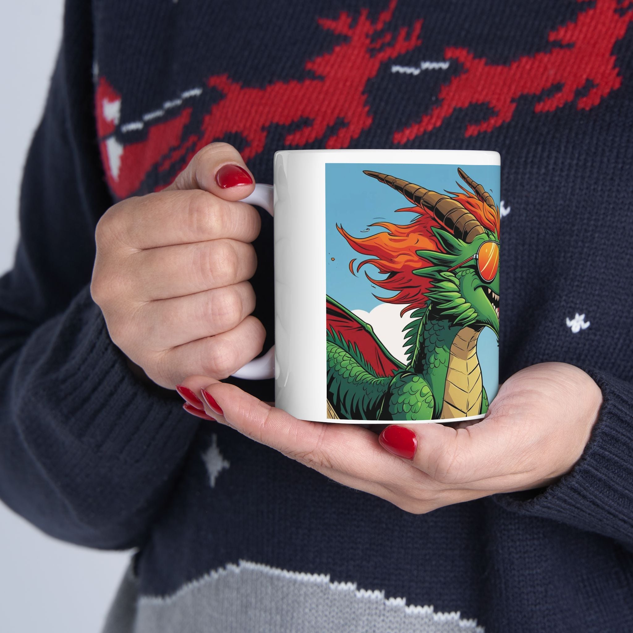 Fire-Breathing Dragon Ceramic Mug - Fun Fantasy Coffee Cup for Dragon Lovers, Fantasy Gifts, Quirky Home Decor, Birthday, Cosplay
