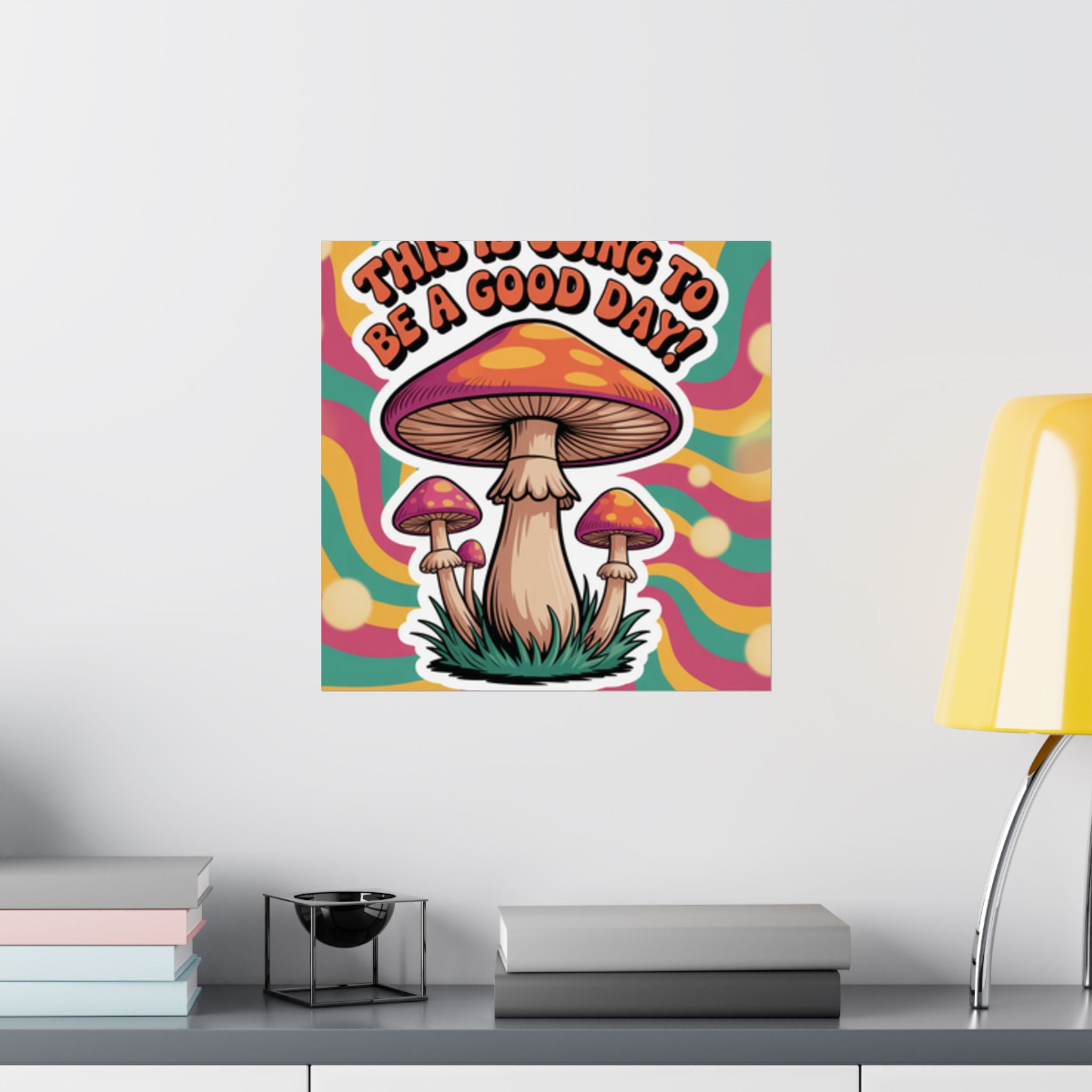 Colorful 70s Retro Mushroom Art Posters - Positive Wall Decor, Psychedelic Prints, Boho Home Decor, Gift for Friends, Inspirational Wall Art