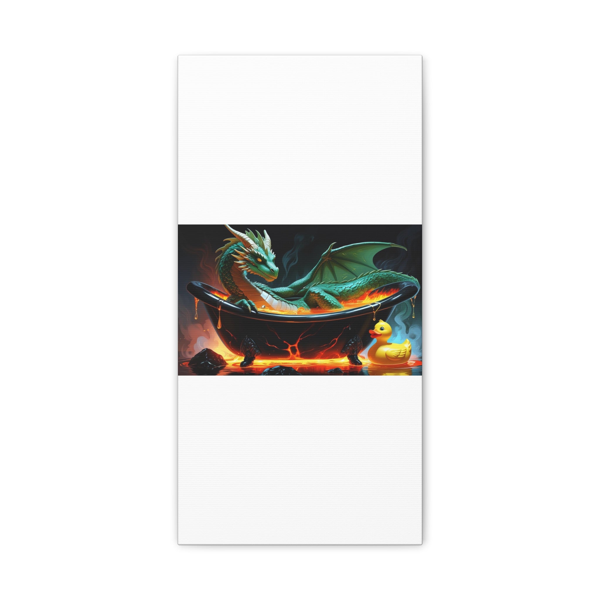 Whimsical Dragon In A Tub  Canvas Wall Art, Fantasy Decor, Kids Room Decor, Unique Gifts for Dragon Lovers, Cute Bathroom Art, Magical Home Decor