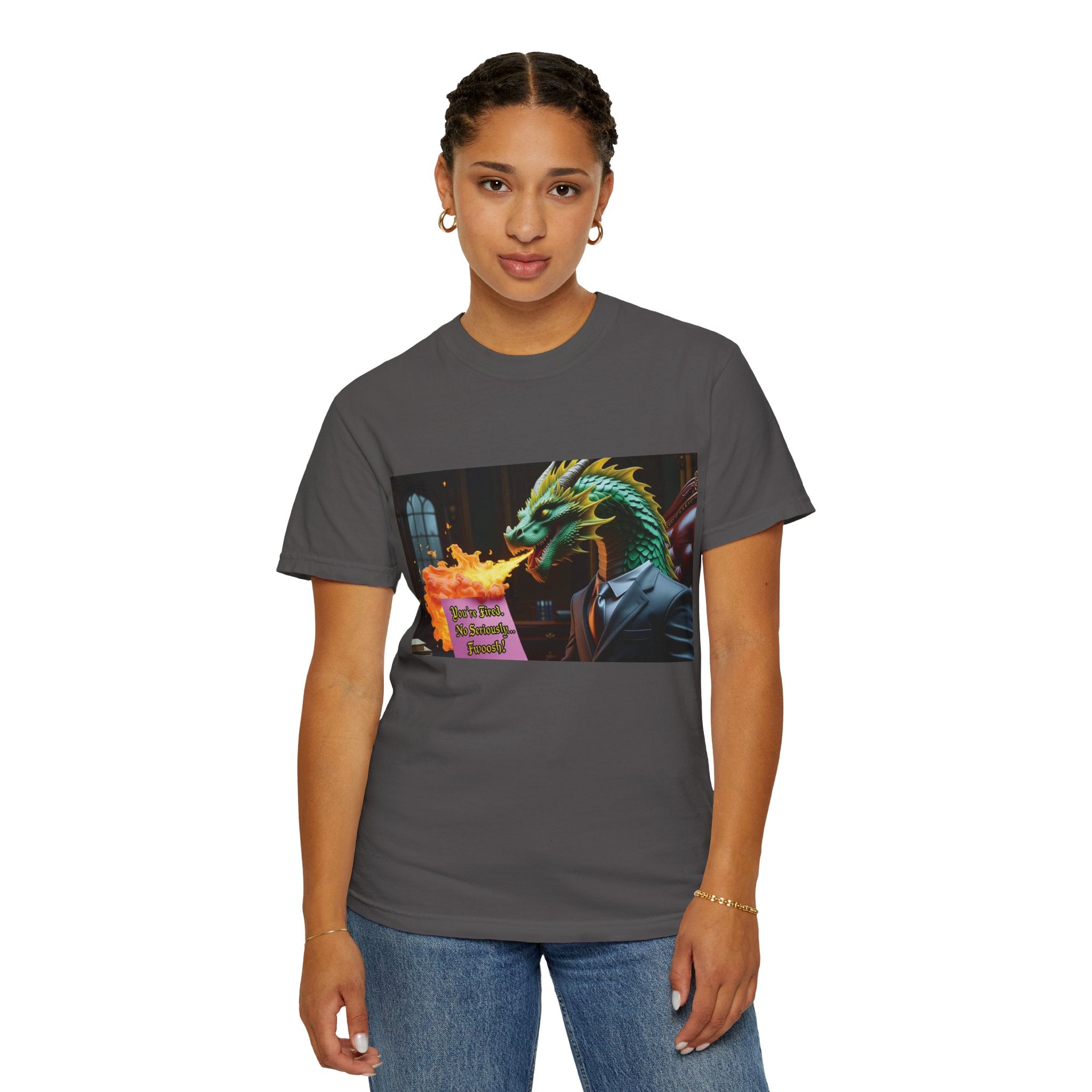 Dragon Fire  Unisex Garment-Dyed T-Shirt, Fun Graphic Tee, Unique Gift, Casual Wear, Fantasy Lover Apparel, Statement Shirt