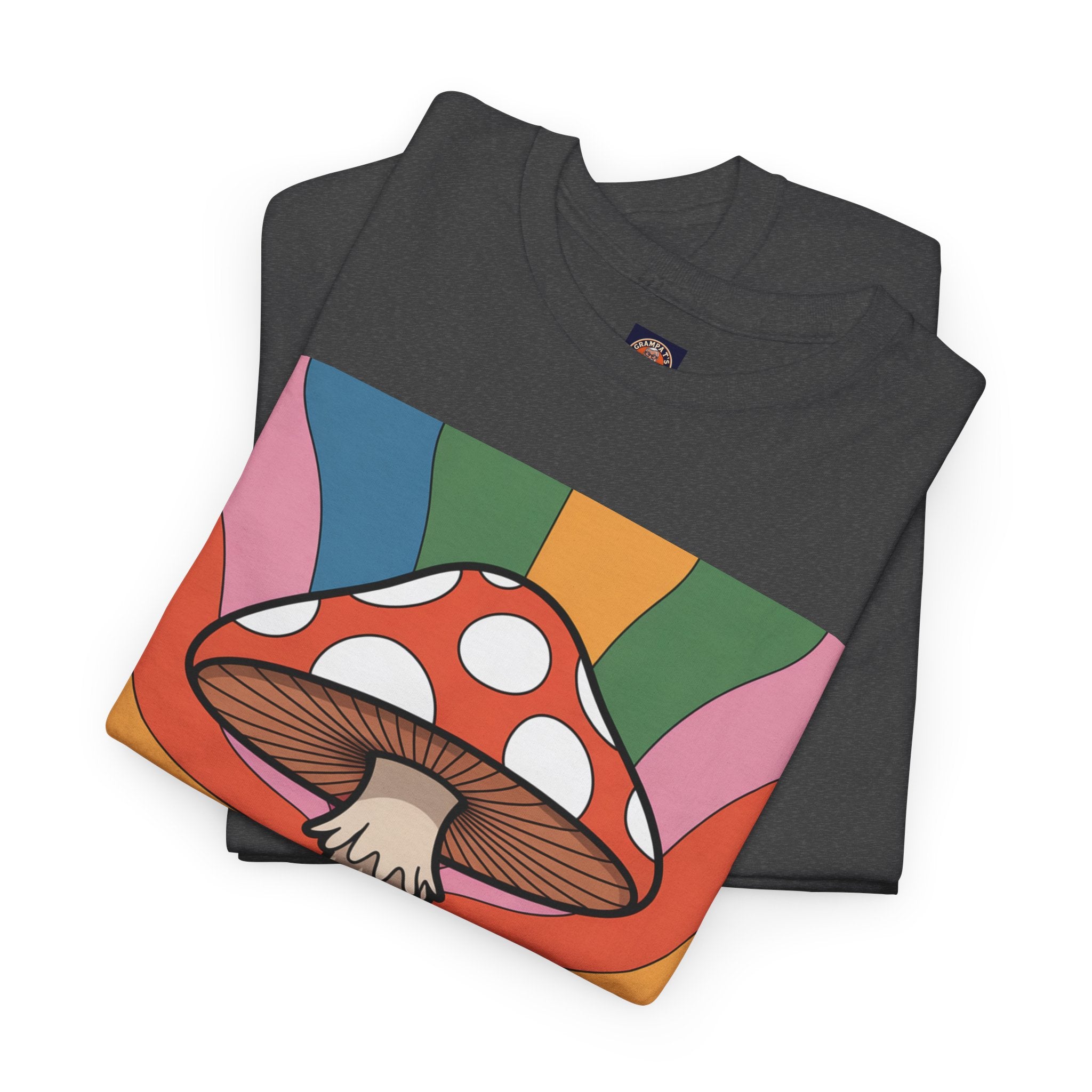 Fun Hippy Mushroom Cheerful Graphic Tee, Positive Vibes T-Shirt for Everyday Wear, Gift for Nature Lovers, Trendy Casual Wear, Eco-Friendly Fashion
