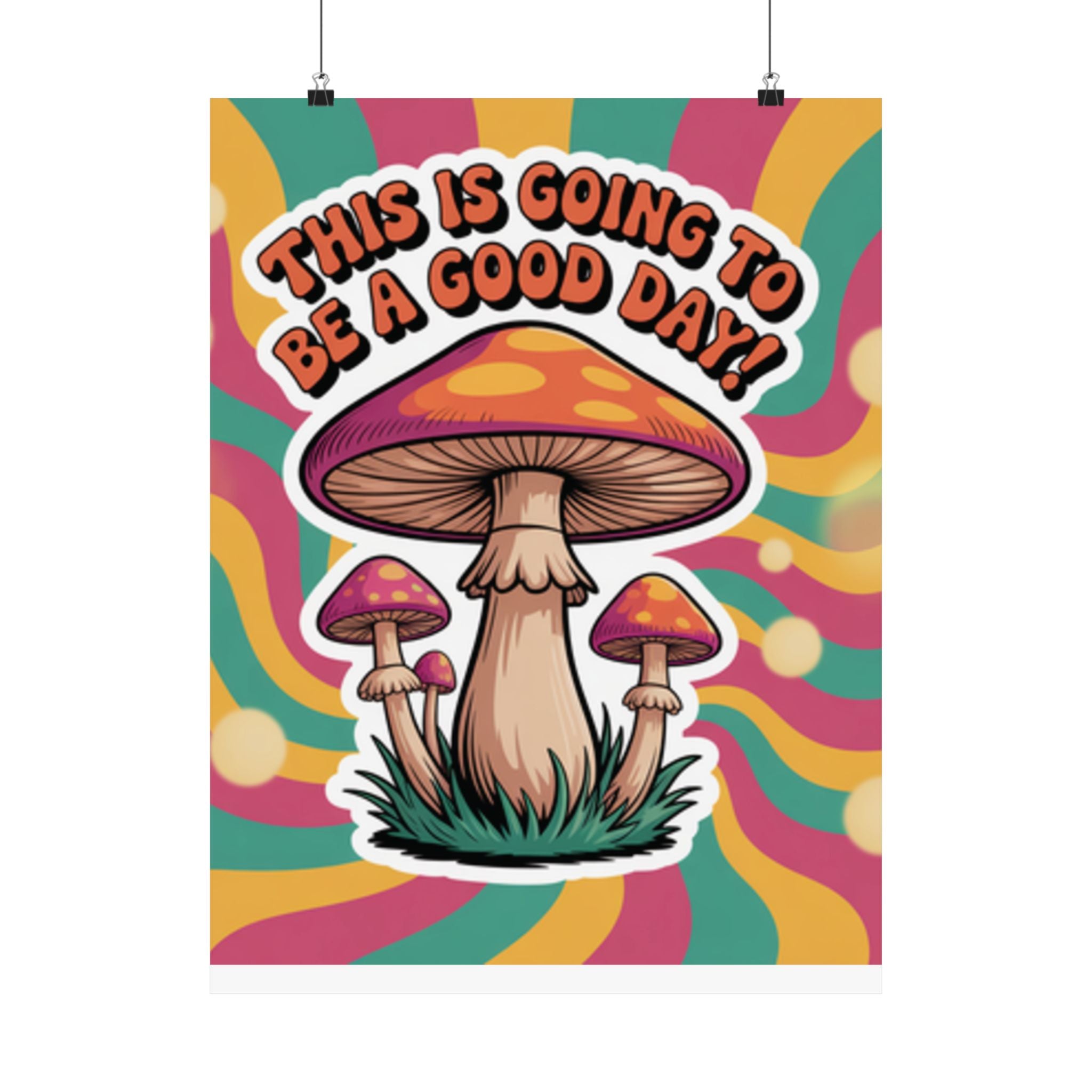 Colorful 70s Retro Mushroom Art Posters - Positive Wall Decor, Psychedelic Prints, Boho Home Decor, Gift for Friends, Inspirational Wall Art