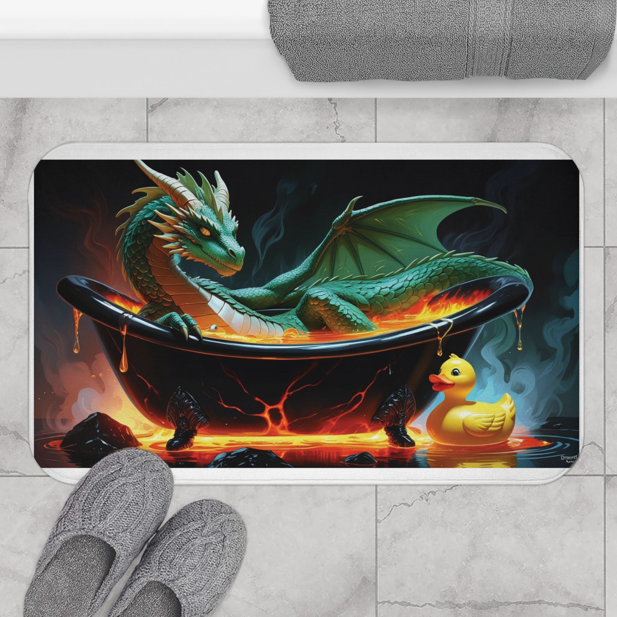 Fun Fantasy Dragon Bath Mat, Dragon-themed Home Decor, Unique Bathroom Accessory, Gift for Dragon Lovers, Dragon Bath Decor
