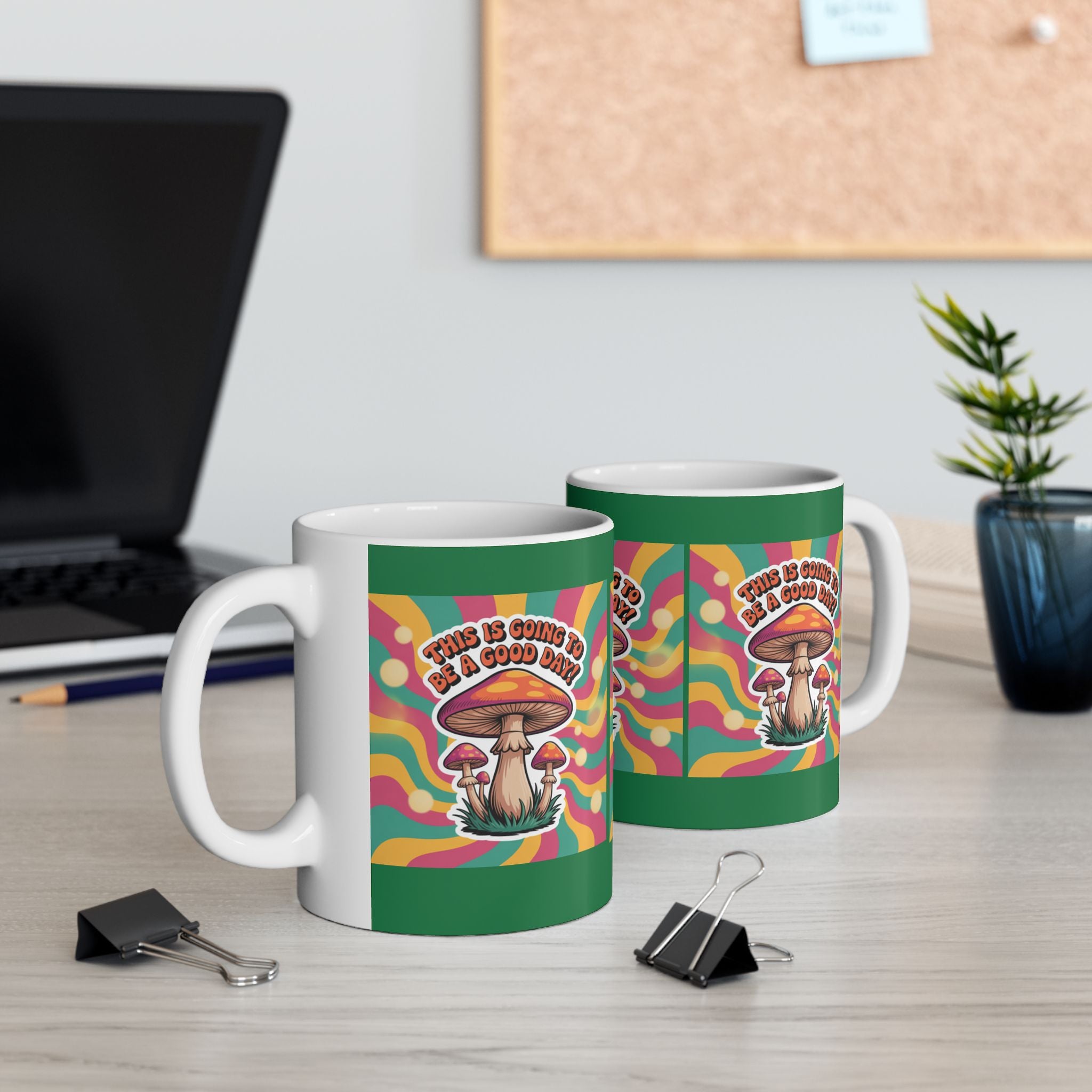 Vibrant Mushroom Ceramic Mug, Fun Coffee Cup for Good Vibes, Gift for Nature Lovers, Tea Time, Boho Decor, Colorful Drinkware