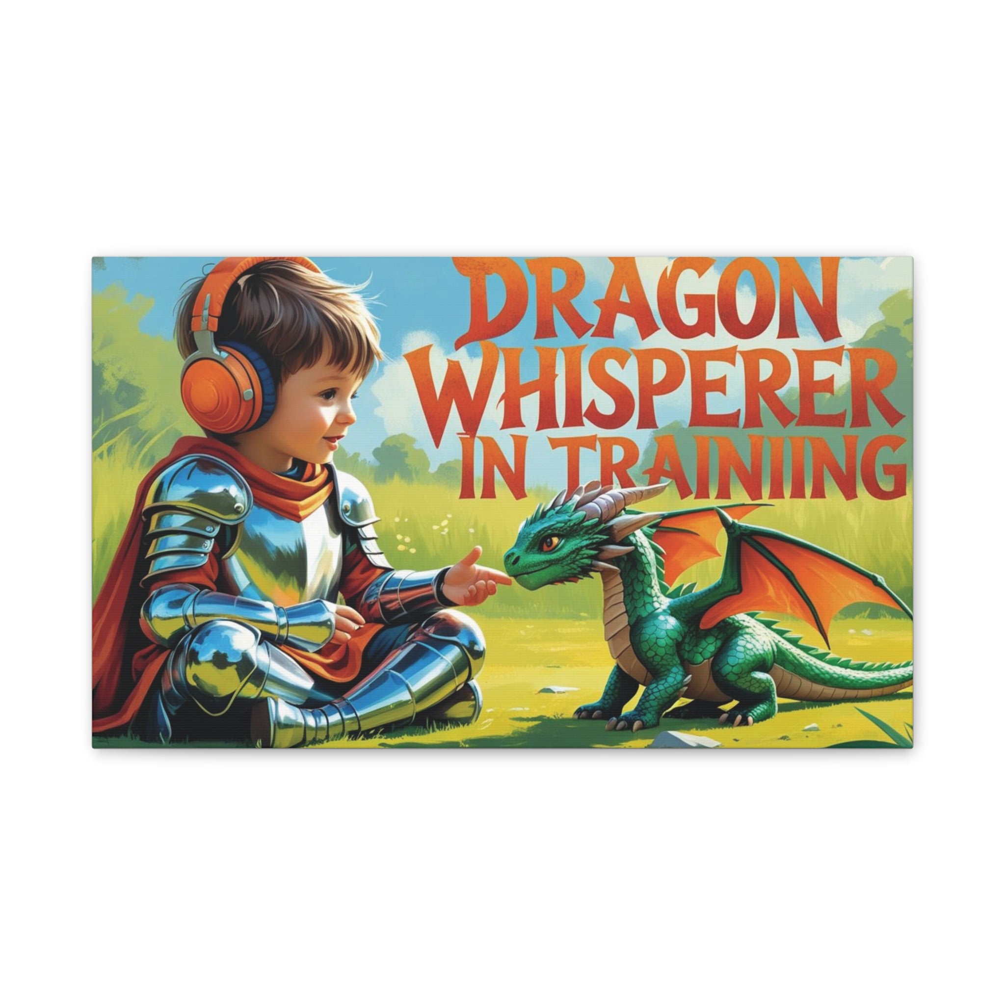 Dragon Whisperer Canvas Print, Playroom Decor, Childrens Wall Art, Fantasy Kids Room, Dragon Lover Gift, Adventure Art, Kid's Room Decor