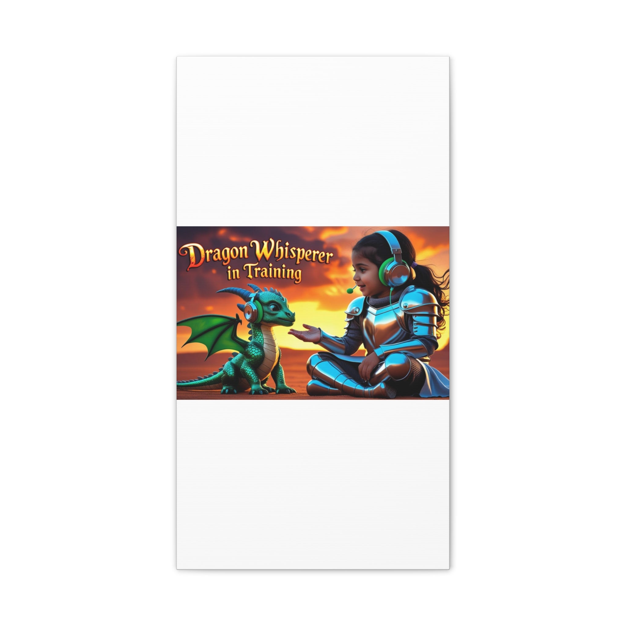 Dragon Whisperer (Girl) Canvas Print, Fantasy Wall Art, Kids Room Decor, Magical Artwork, Gift for Dragon Lovers, Adventure Theme