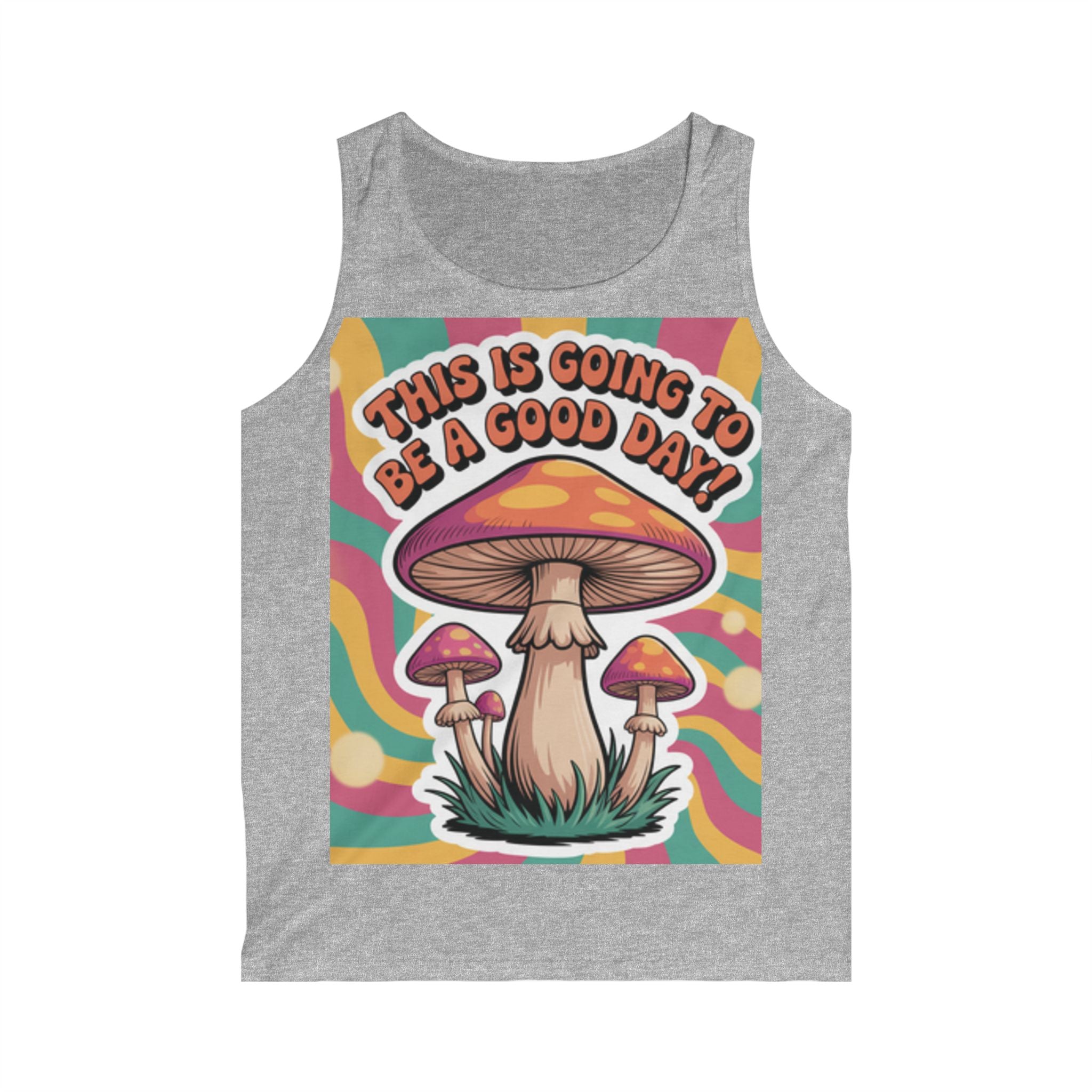 Men's Mushroom Graphic Tank Top, Bohemian Style Tank, Summer Top, Gift for Nature Lovers, Festival Wear, Good Vibes T-Shirt