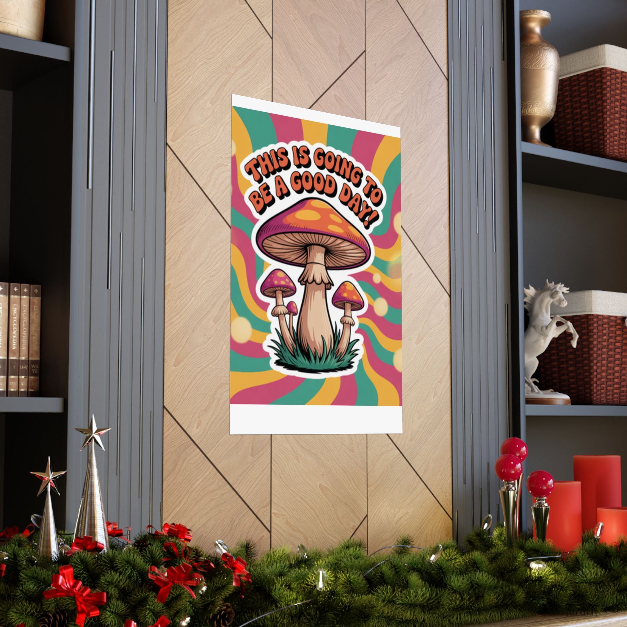 Colorful 70s Retro Mushroom Art Posters - Positive Wall Decor, Psychedelic Prints, Boho Home Decor, Gift for Friends, Inspirational Wall Art