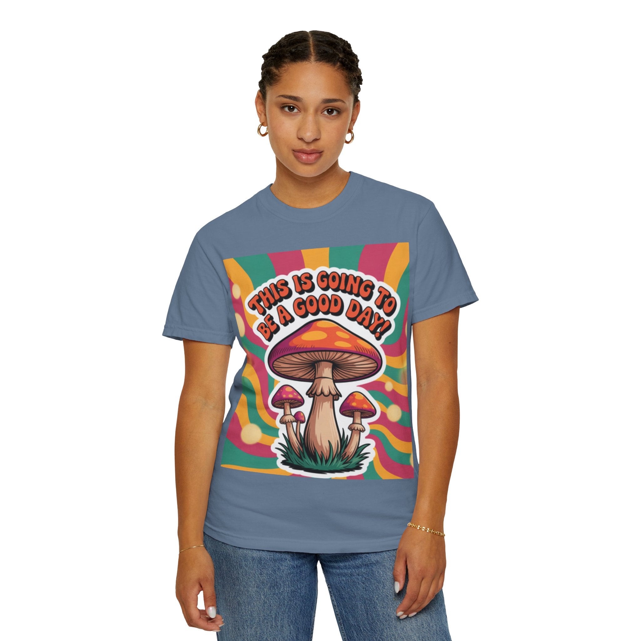Positive Vibes T-shirt, Retro Mushroom Tee, Unisex Psychedelic Shirt, Gift for Friends, Casual Wear, Summer Essentials