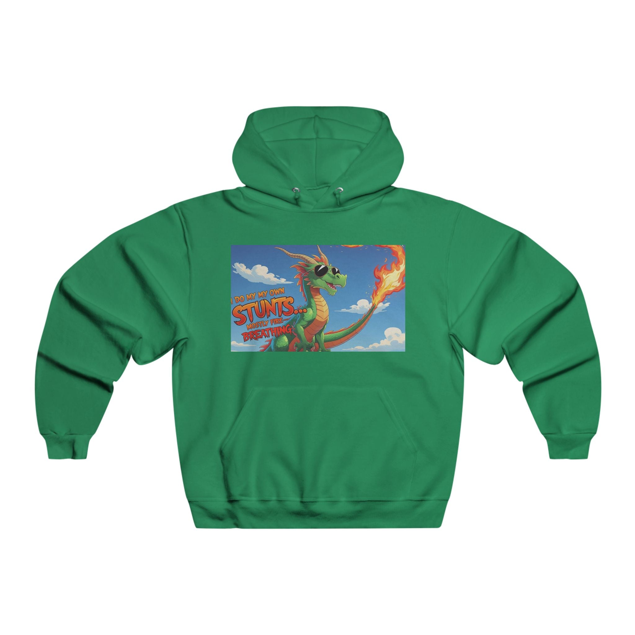 Funny Fire-Breathing Dragon Adventure Men's Hoodie, Cozy Sweatshirt for Gamers, Fun Gift for Comic Fans, Perfect for Casual Outings, Unique Graphic Apparel