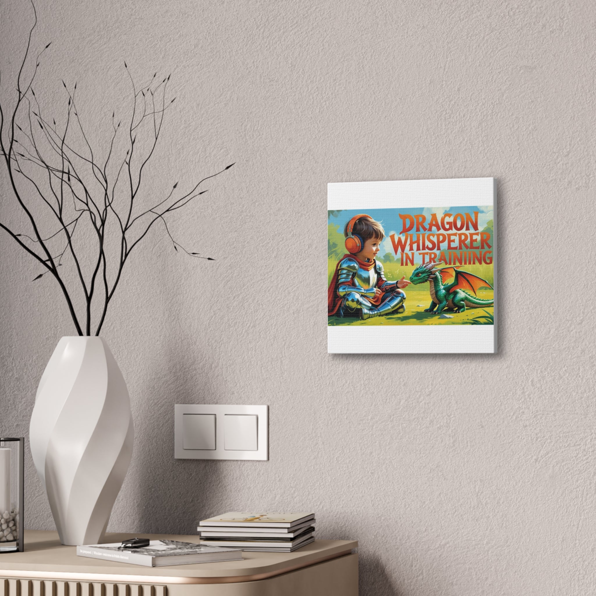 Dragon Whisperer Canvas Print, Playroom Decor, Childrens Wall Art, Fantasy Kids Room, Dragon Lover Gift, Adventure Art, Kid's Room Decor