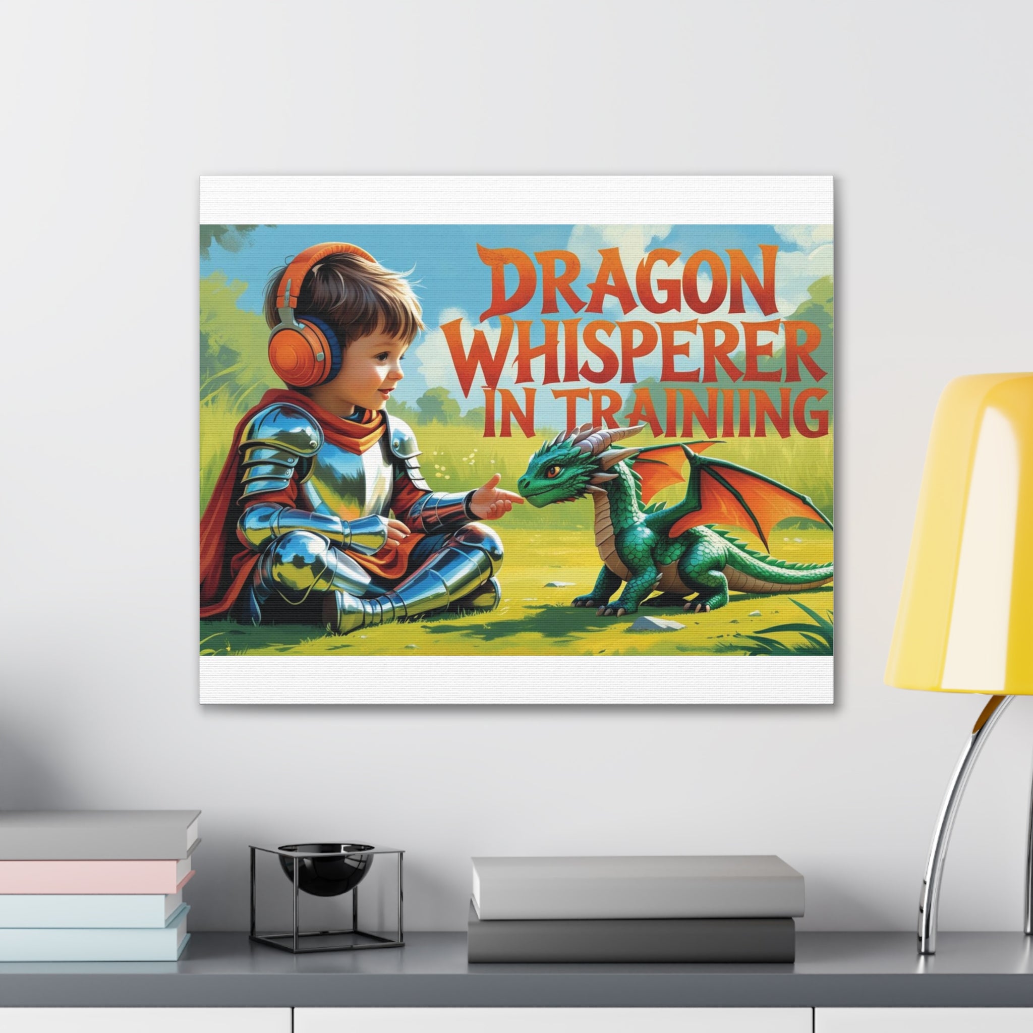 Dragon Whisperer Canvas Print, Playroom Decor, Childrens Wall Art, Fantasy Kids Room, Dragon Lover Gift, Adventure Art, Kid's Room Decor
