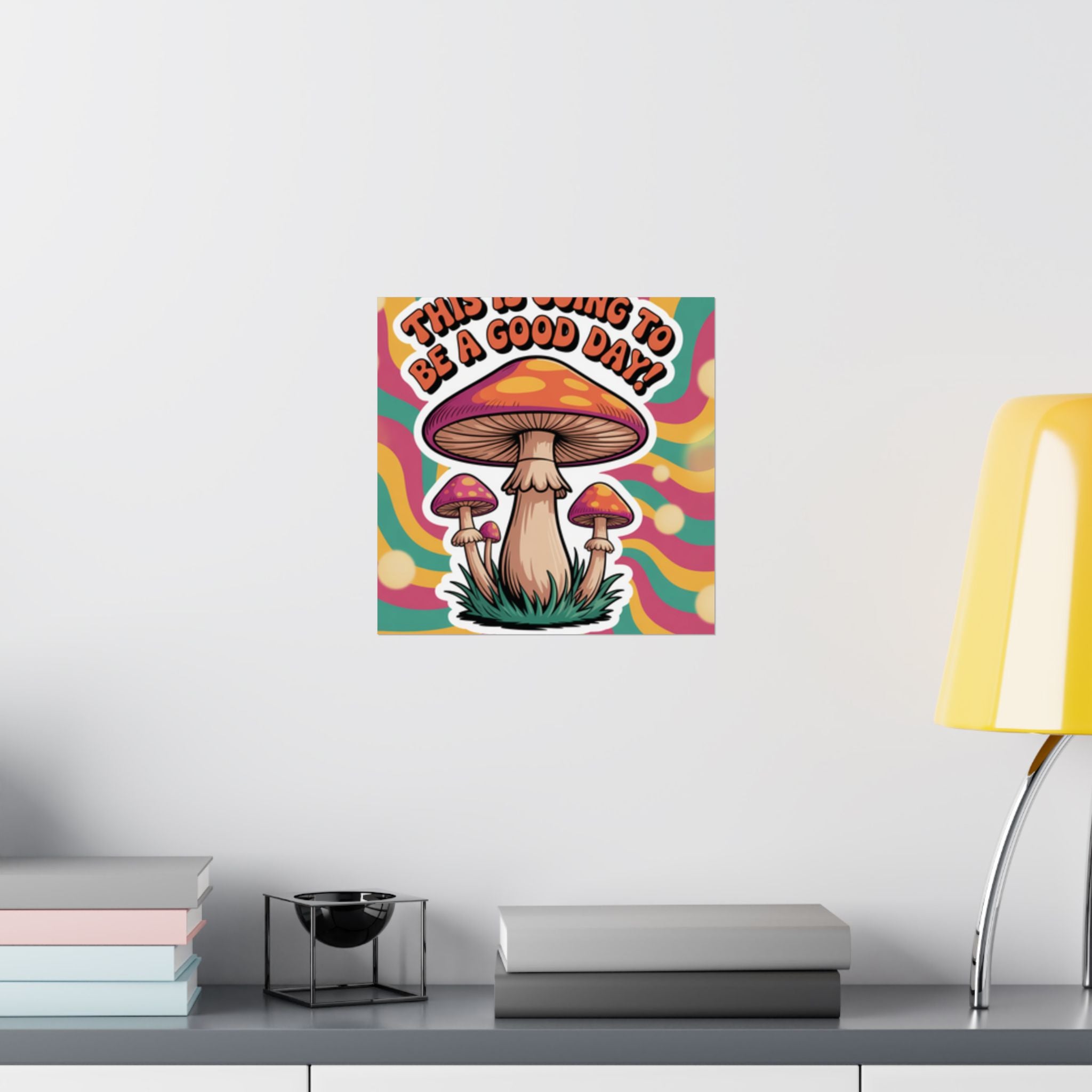 Colorful 70s Retro Mushroom Art Posters - Positive Wall Decor, Psychedelic Prints, Boho Home Decor, Gift for Friends, Inspirational Wall Art