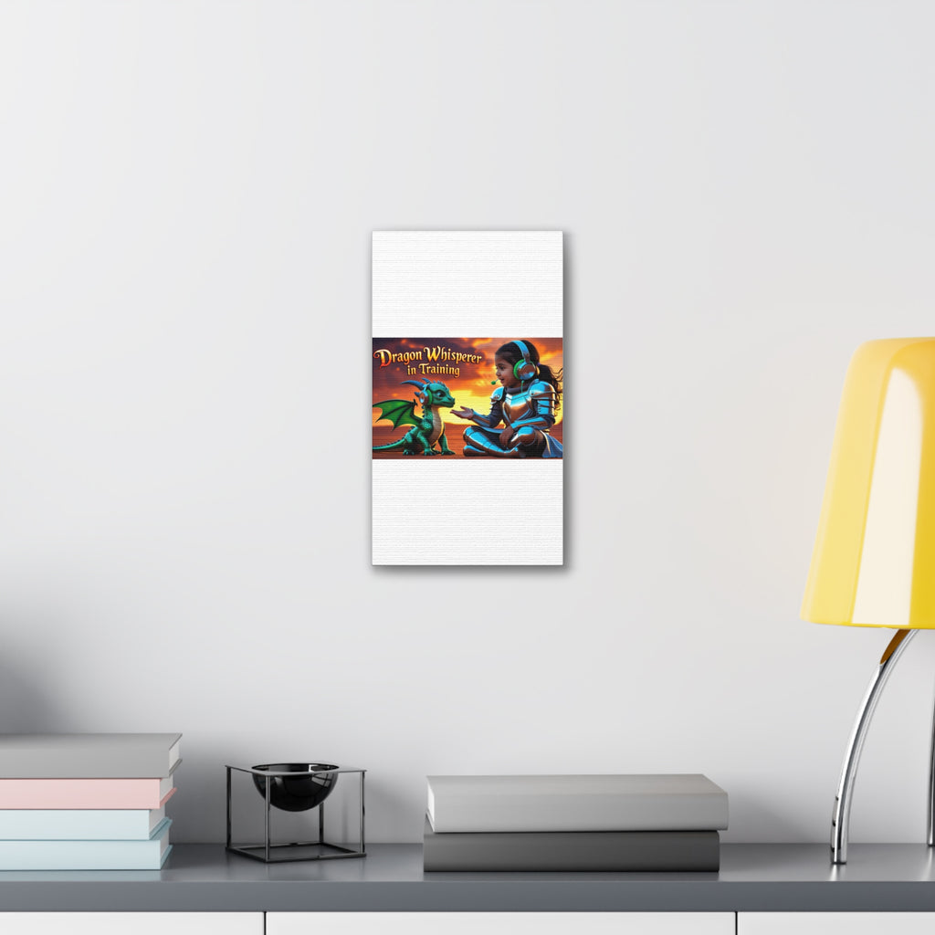 Dragon Whisperer (Girl) Canvas Print, Fantasy Wall Art, Kids Room Decor, Magical Artwork, Gift for Dragon Lovers, Adventure Theme