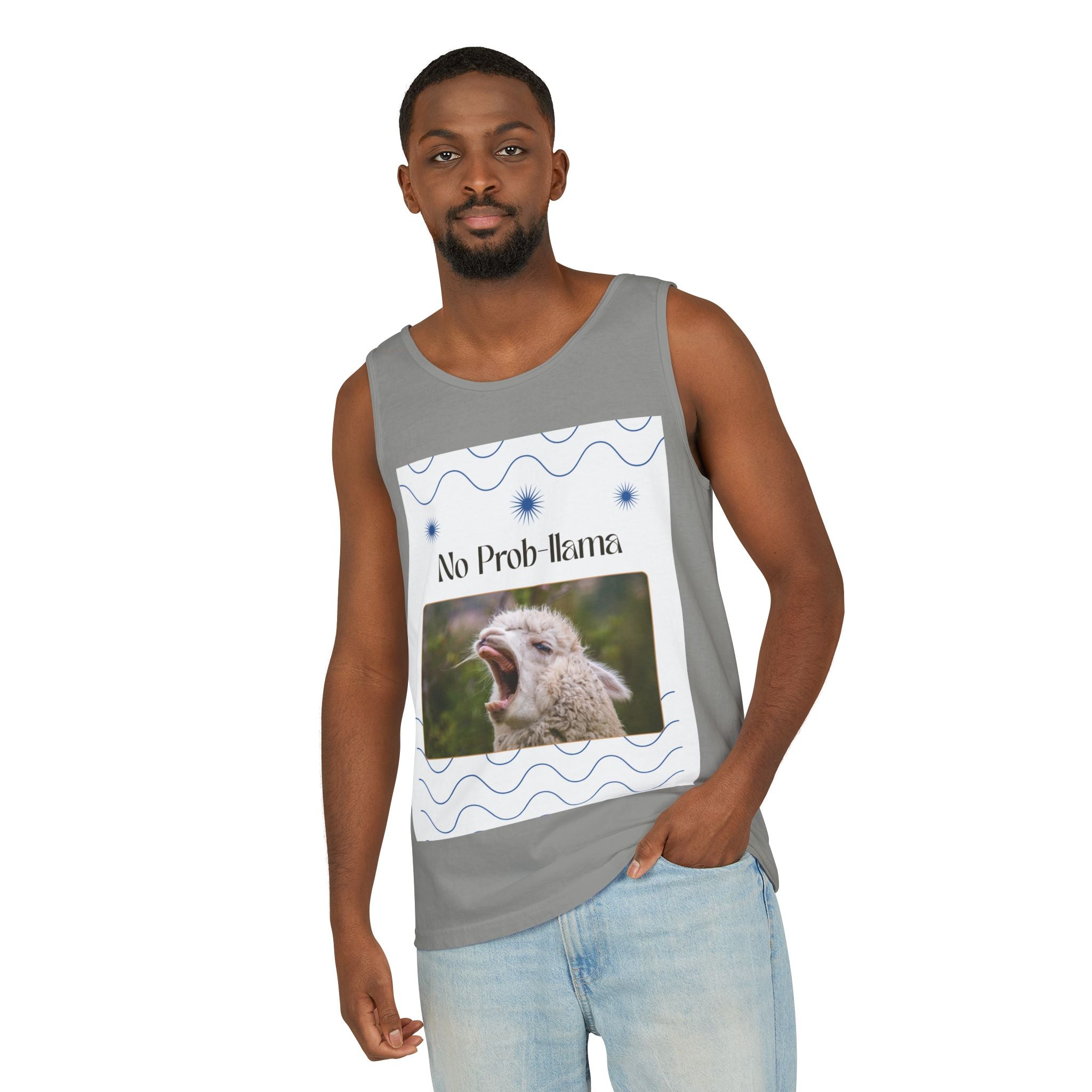 "No Prob-llama" Funny Tank Top – Cute Llama Graphic for Summer Vibes, Animal Lovers, Festivals & Chill Days