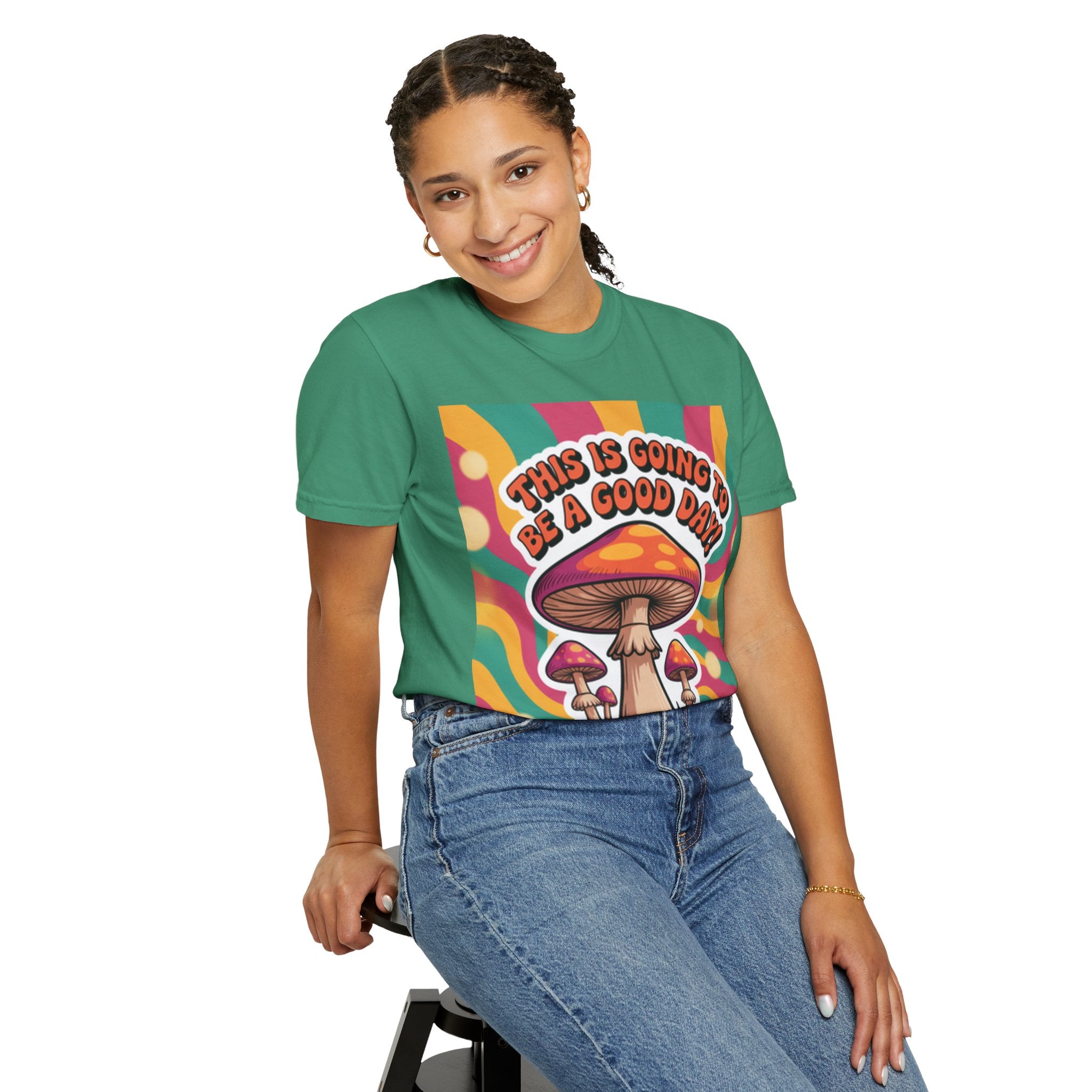 Positive Vibes T-shirt, Retro Mushroom Tee, Unisex Psychedelic Shirt, Gift for Friends, Casual Wear, Summer Essentials