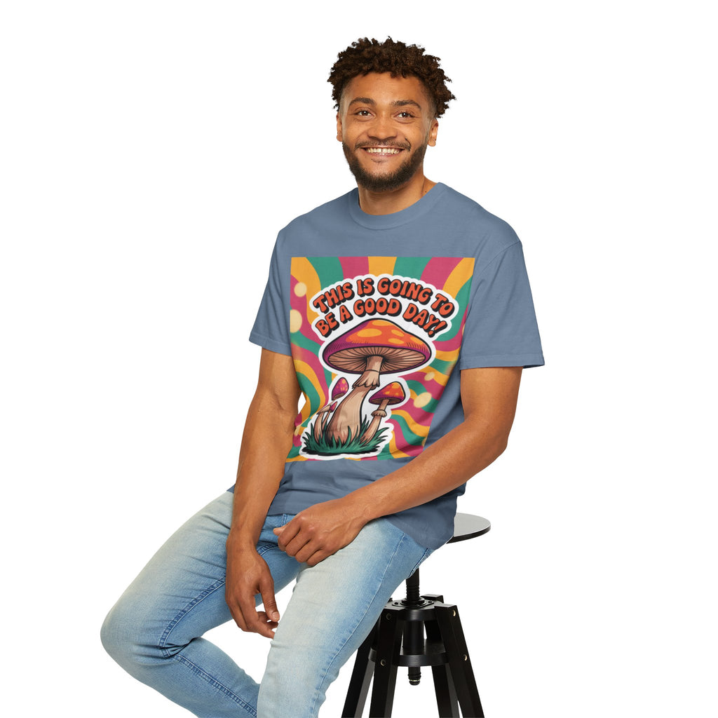 Positive Vibes T-shirt, Retro Mushroom Tee, Unisex Psychedelic Shirt, Gift for Friends, Casual Wear, Summer Essentials