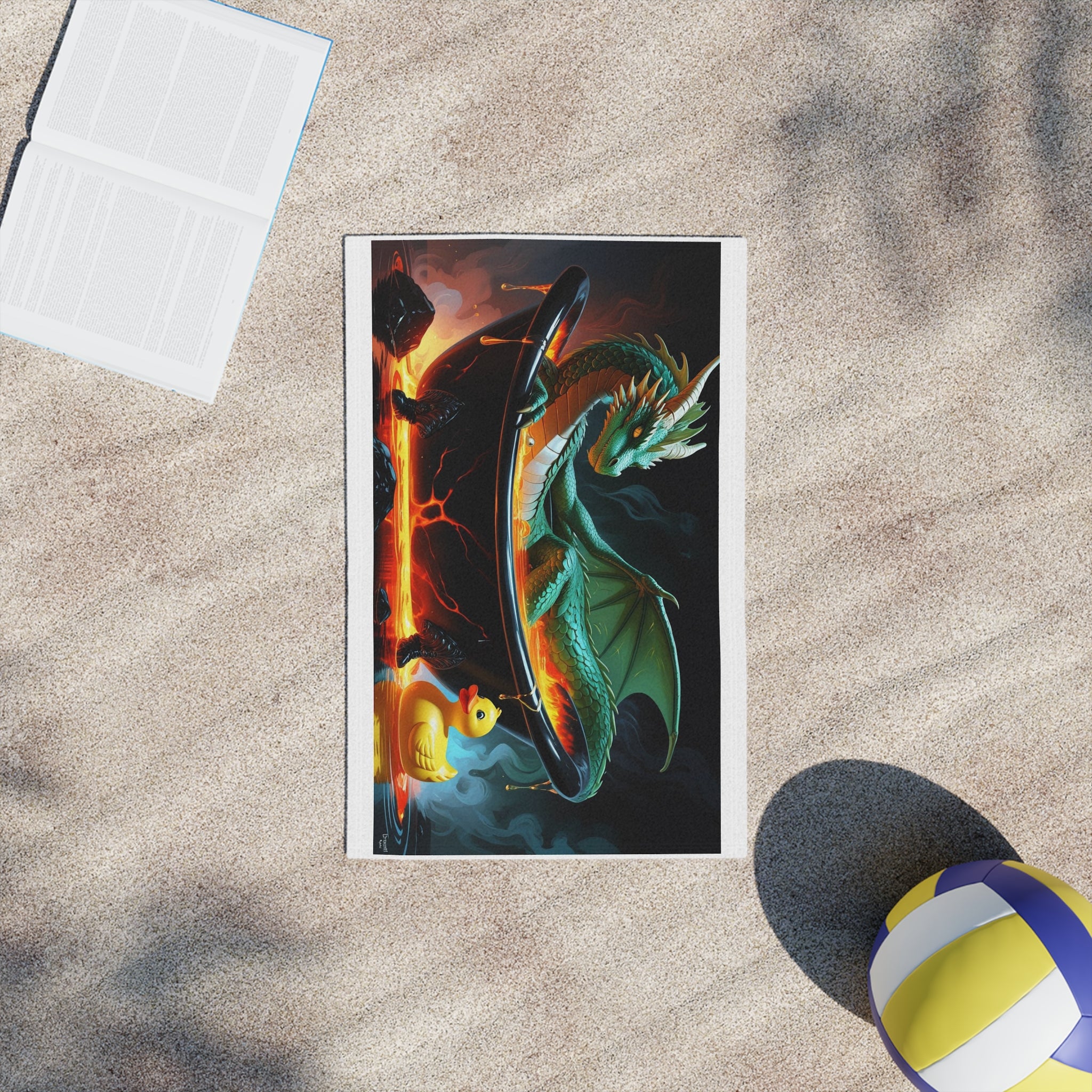 Funny Dragon Bath-time Fantasy Beach Towel, Dragon Artwork Towel, Unique Pool Towel, Whimsical Bath Towel, Gift for Fantasy Lovers, Kids Beach Accessory