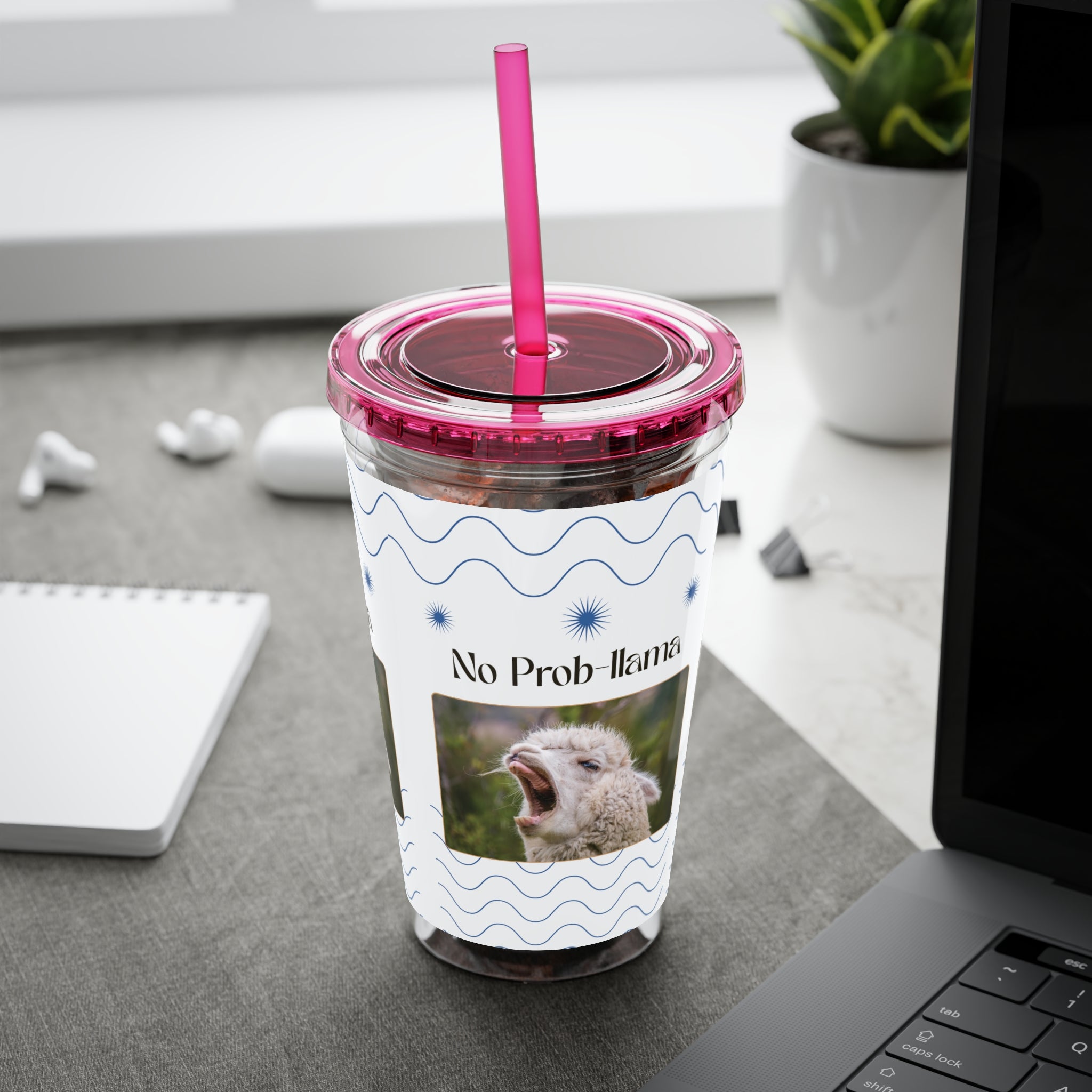 Tumbler Cup - &quot;No Prob-Llama&quot; Graphic 16oz Sunsplash Travel Cup