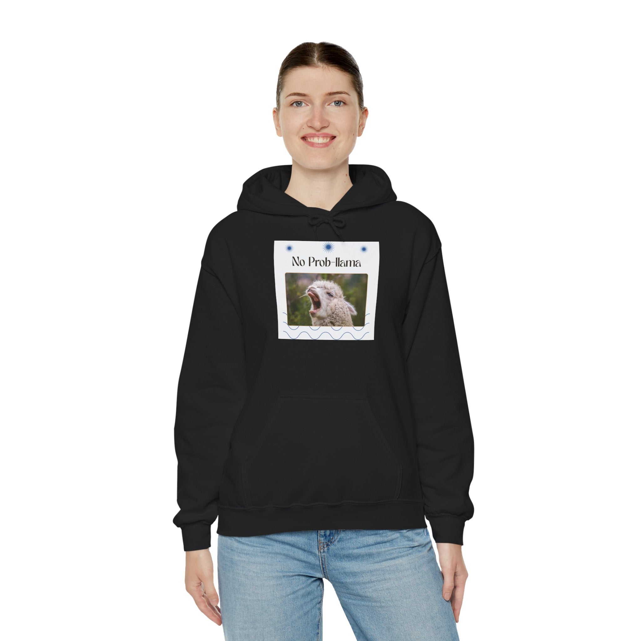 "No Prob-Llama" Unisex Hooded Sweatshirt with Fun Design, Cozy Apparel for Relaxed Days, Gifts for Friends, Casual Wear, Unique Gift Idea, Birthday Present