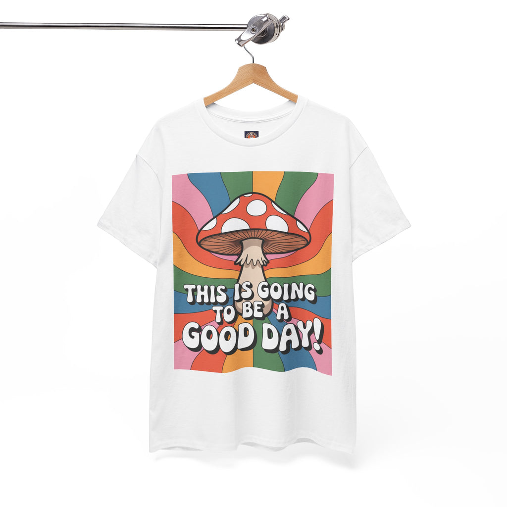 Fun Hippy Mushroom Cheerful Graphic Tee, Positive Vibes T-Shirt for Everyday Wear, Gift for Nature Lovers, Trendy Casual Wear, Eco-Friendly Fashion