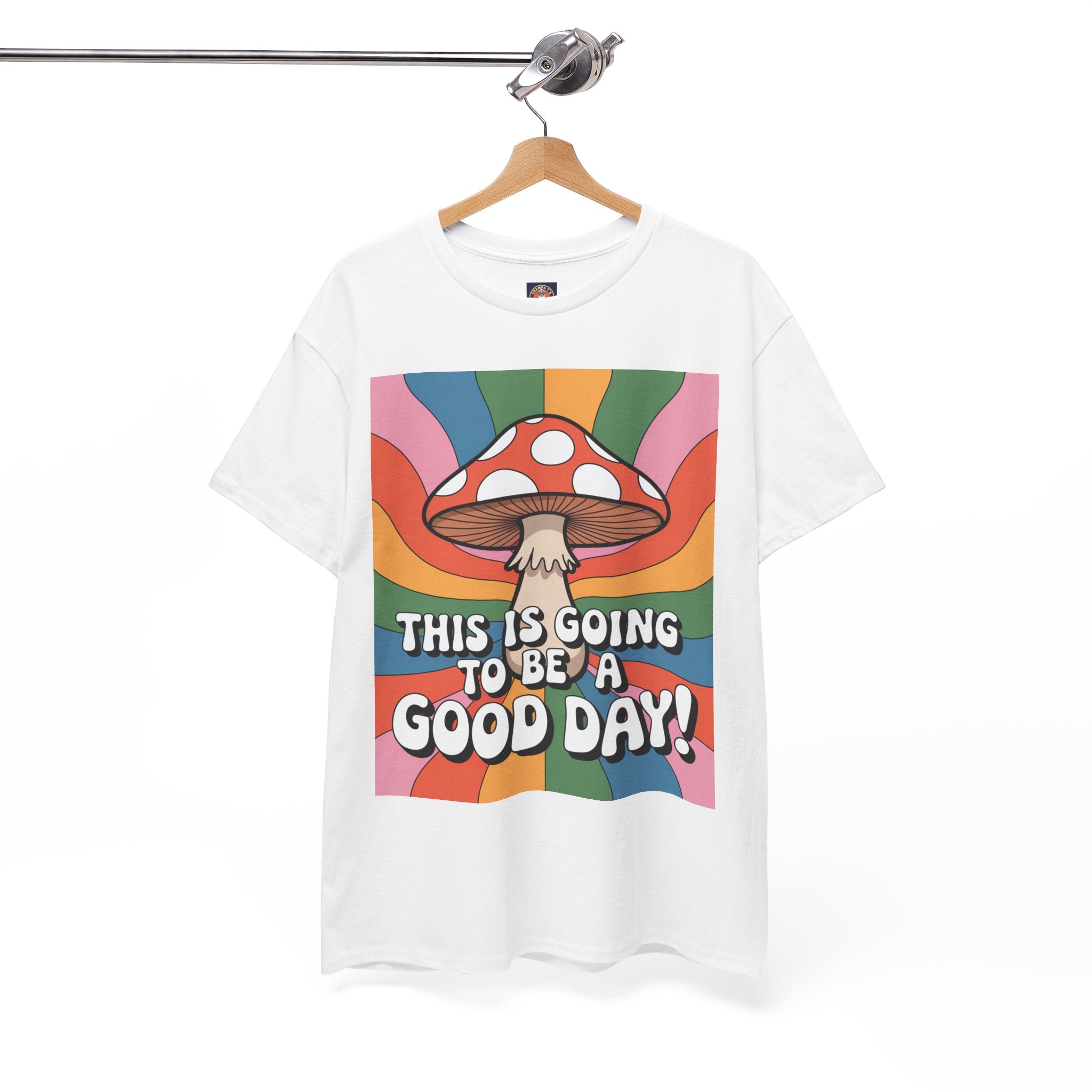 Fun Hippy Mushroom Cheerful Graphic Tee, Positive Vibes T-Shirt for Everyday Wear, Gift for Nature Lovers, Trendy Casual Wear, Eco-Friendly Fashion