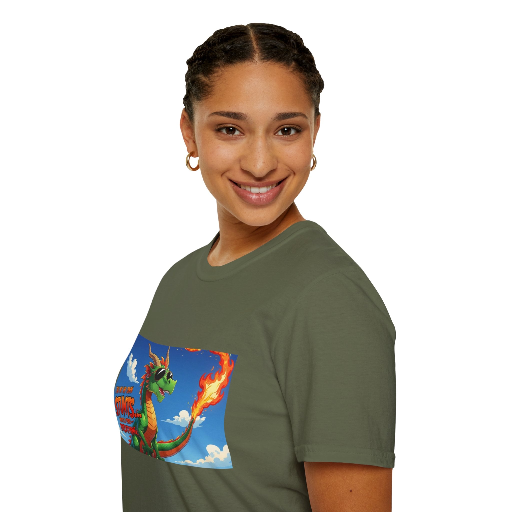 Funny Fire-Breathing Dragon T-Shirt | Fantasy Graphic Tee for Kids and Adults, Unisex Softstyle T-Shirt, Casual Wear, Game Night Apparel, [...]