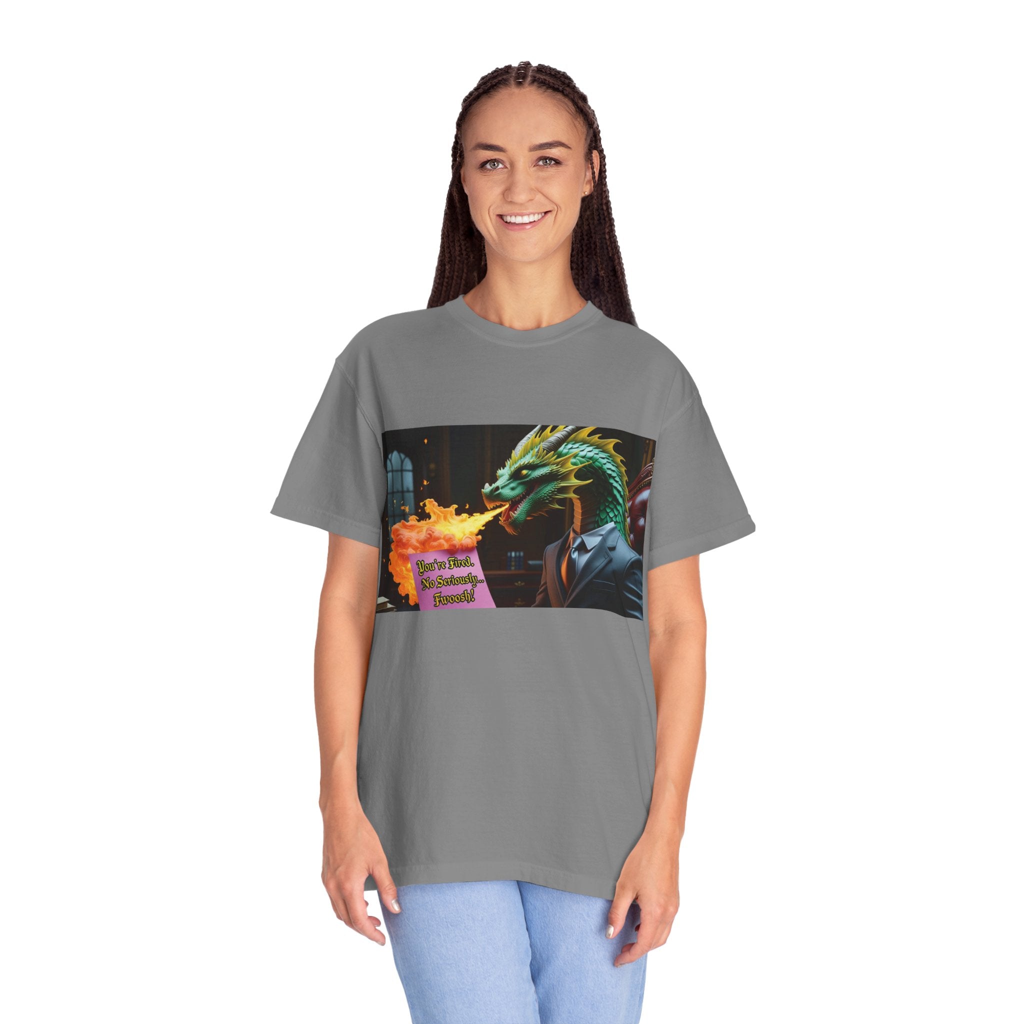 Dragon Fire  Unisex Garment-Dyed T-Shirt, Fun Graphic Tee, Unique Gift, Casual Wear, Fantasy Lover Apparel, Statement Shirt