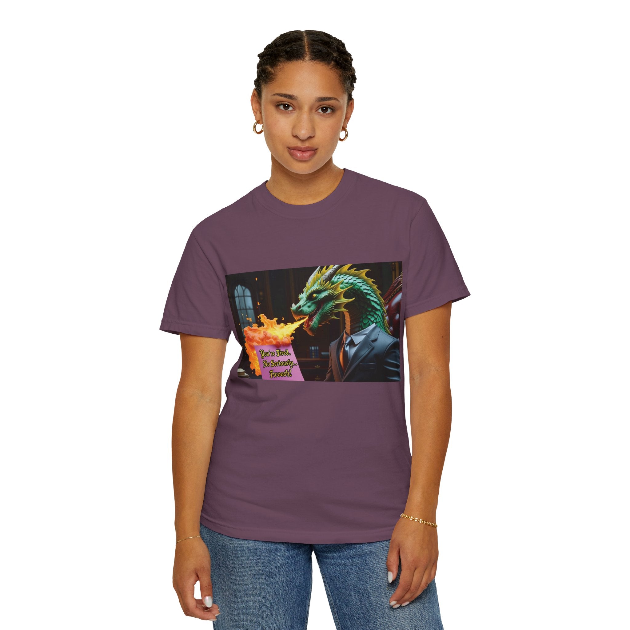 Dragon Fire  Unisex Garment-Dyed T-Shirt, Fun Graphic Tee, Unique Gift, Casual Wear, Fantasy Lover Apparel, Statement Shirt