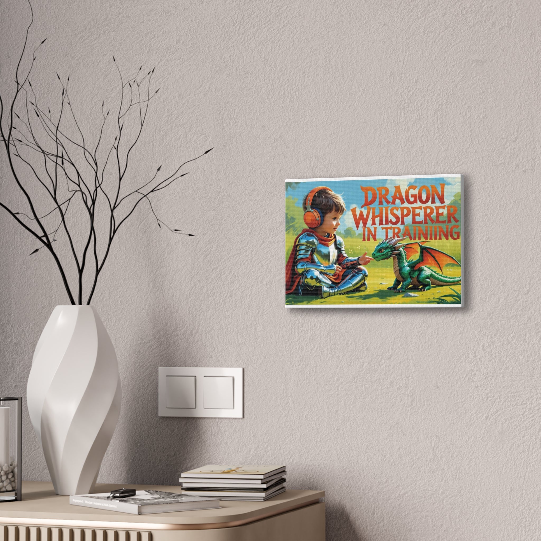 Dragon Whisperer Canvas Print, Playroom Decor, Childrens Wall Art, Fantasy Kids Room, Dragon Lover Gift, Adventure Art, Kid's Room Decor