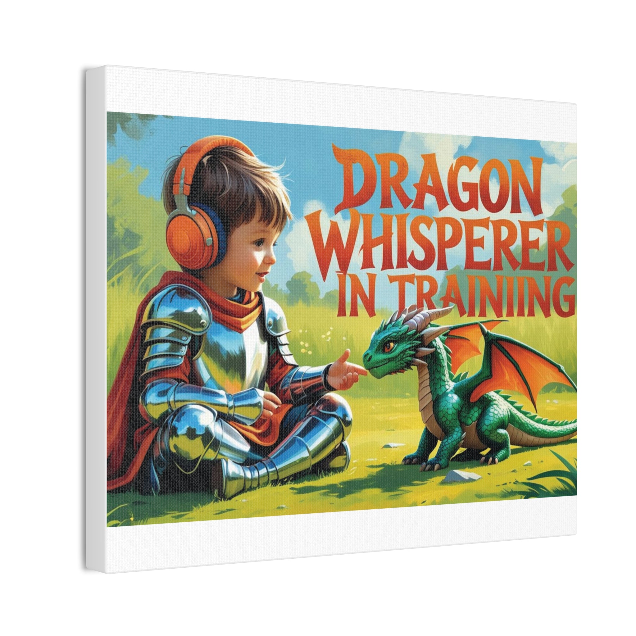 Dragon Whisperer Canvas Print, Playroom Decor, Childrens Wall Art, Fantasy Kids Room, Dragon Lover Gift, Adventure Art, Kid's Room Decor