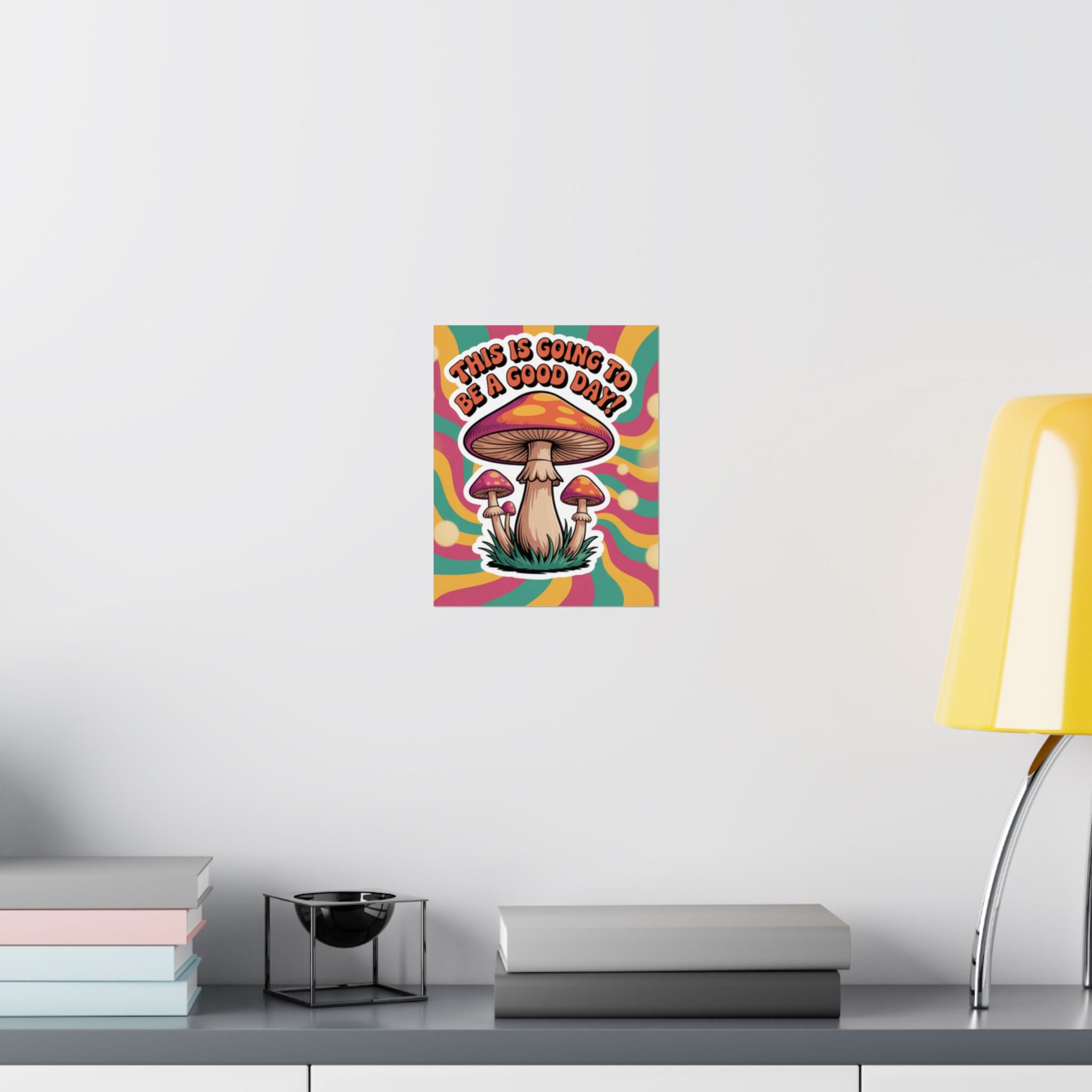 Colorful 70s Retro Mushroom Art Posters - Positive Wall Decor, Psychedelic Prints, Boho Home Decor, Gift for Friends, Inspirational Wall Art