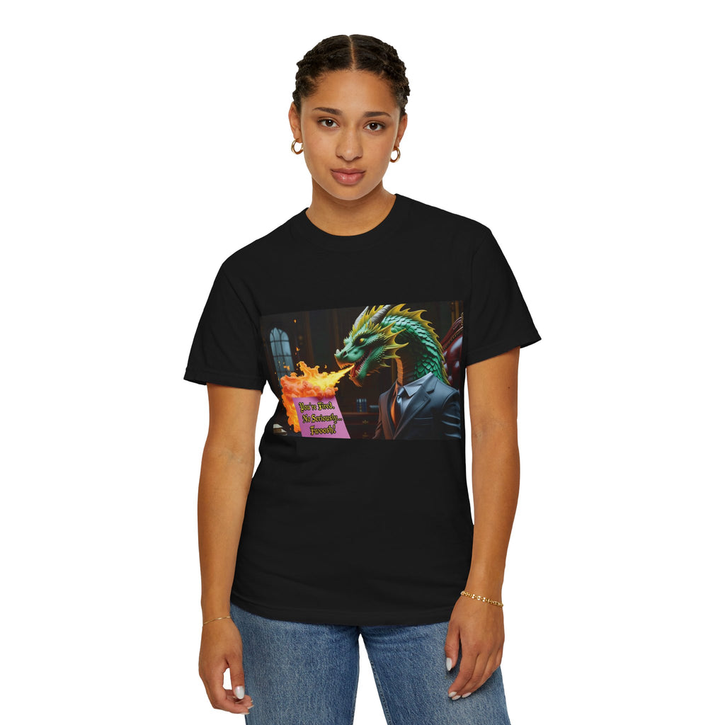 Dragon Fire  Unisex Garment-Dyed T-Shirt, Fun Graphic Tee, Unique Gift, Casual Wear, Fantasy Lover Apparel, Statement Shirt