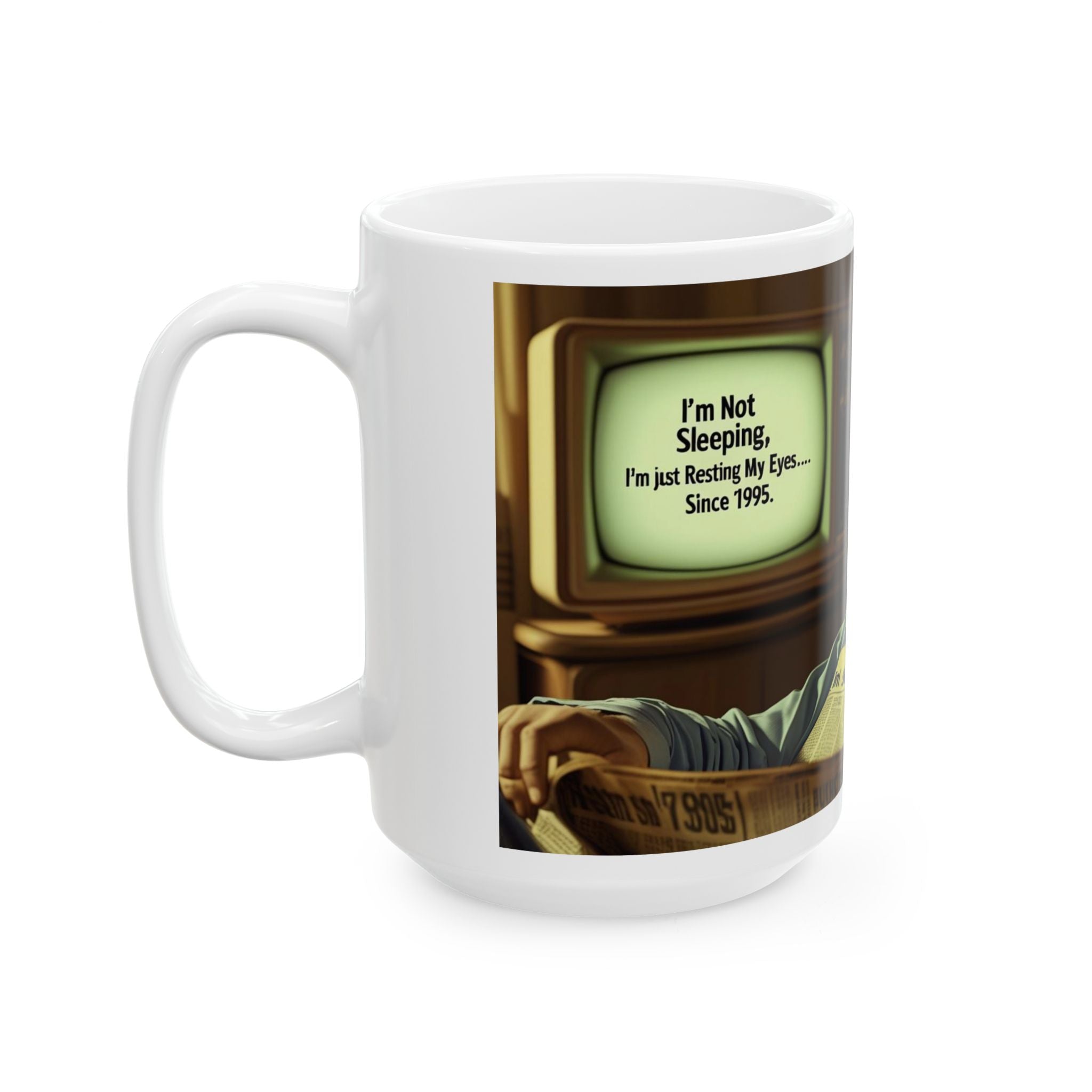 Funny Dad Resting Eyes Cozy Illustrated Mug for Relaxation, Funny Coffee Cup, Gift for Dad, Home Decor, Sleepy Vibes