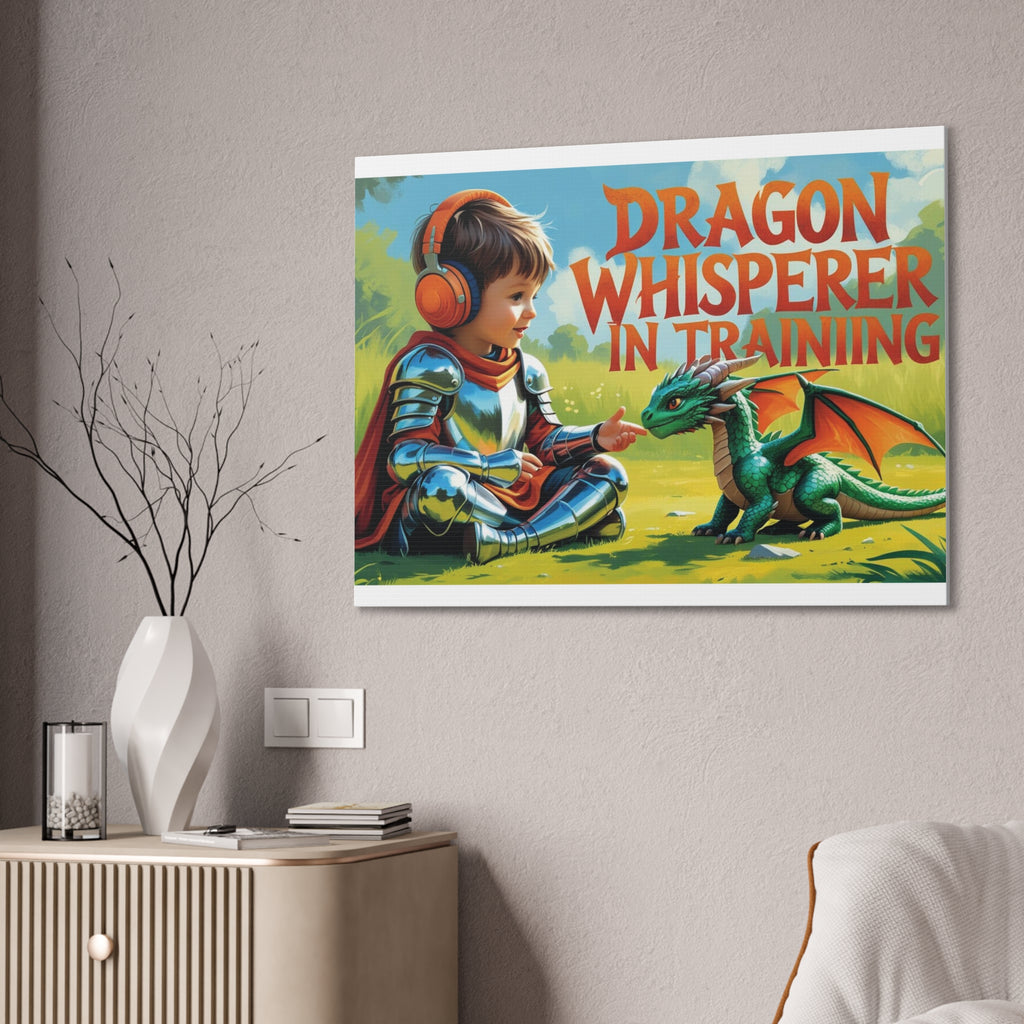 Dragon Whisperer Canvas Print, Playroom Decor, Childrens Wall Art, Fantasy Kids Room, Dragon Lover Gift, Adventure Art, Kid's Room Decor