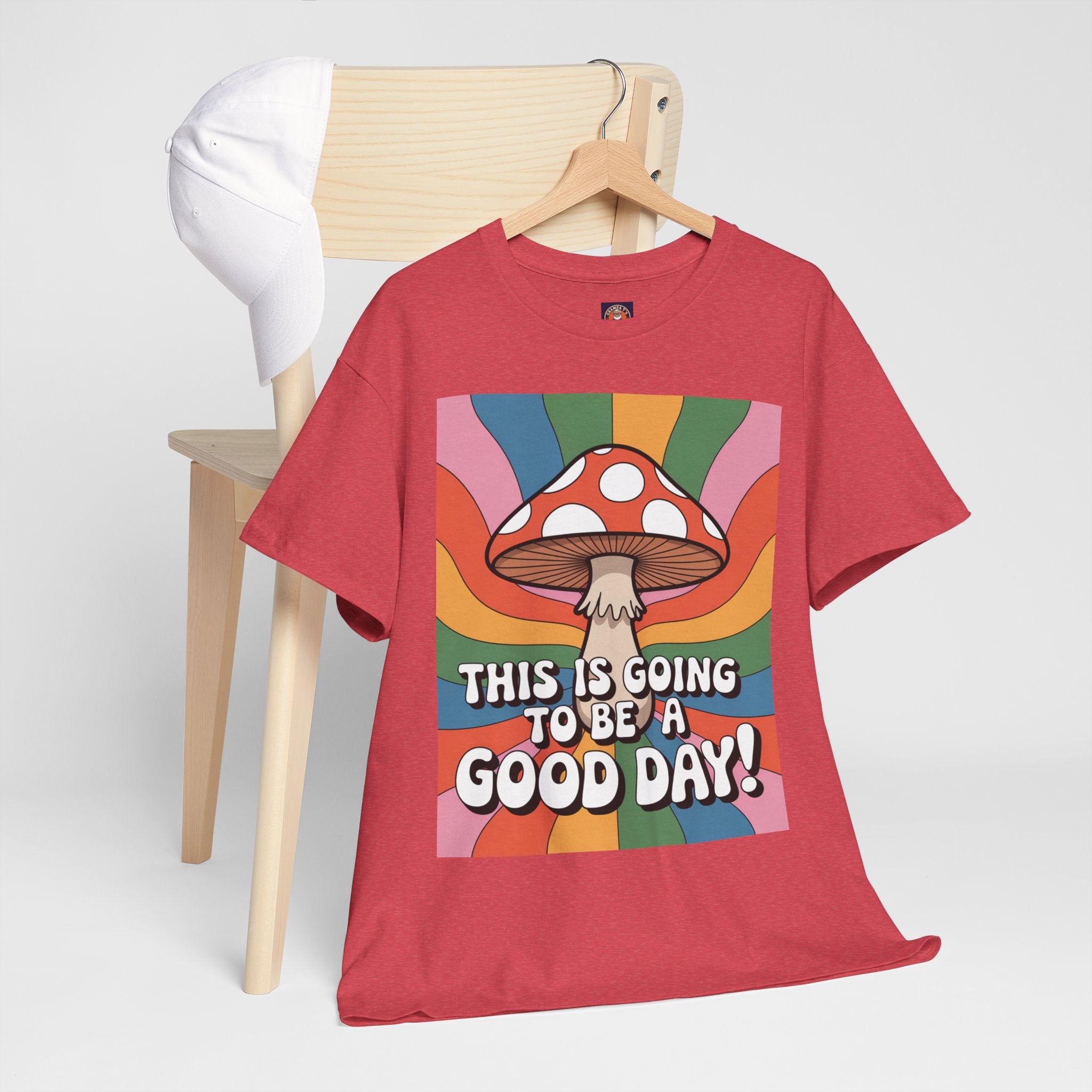Fun Hippy Mushroom Cheerful Graphic Tee, Positive Vibes T-Shirt for Everyday Wear, Gift for Nature Lovers, Trendy Casual Wear, Eco-Friendly Fashion