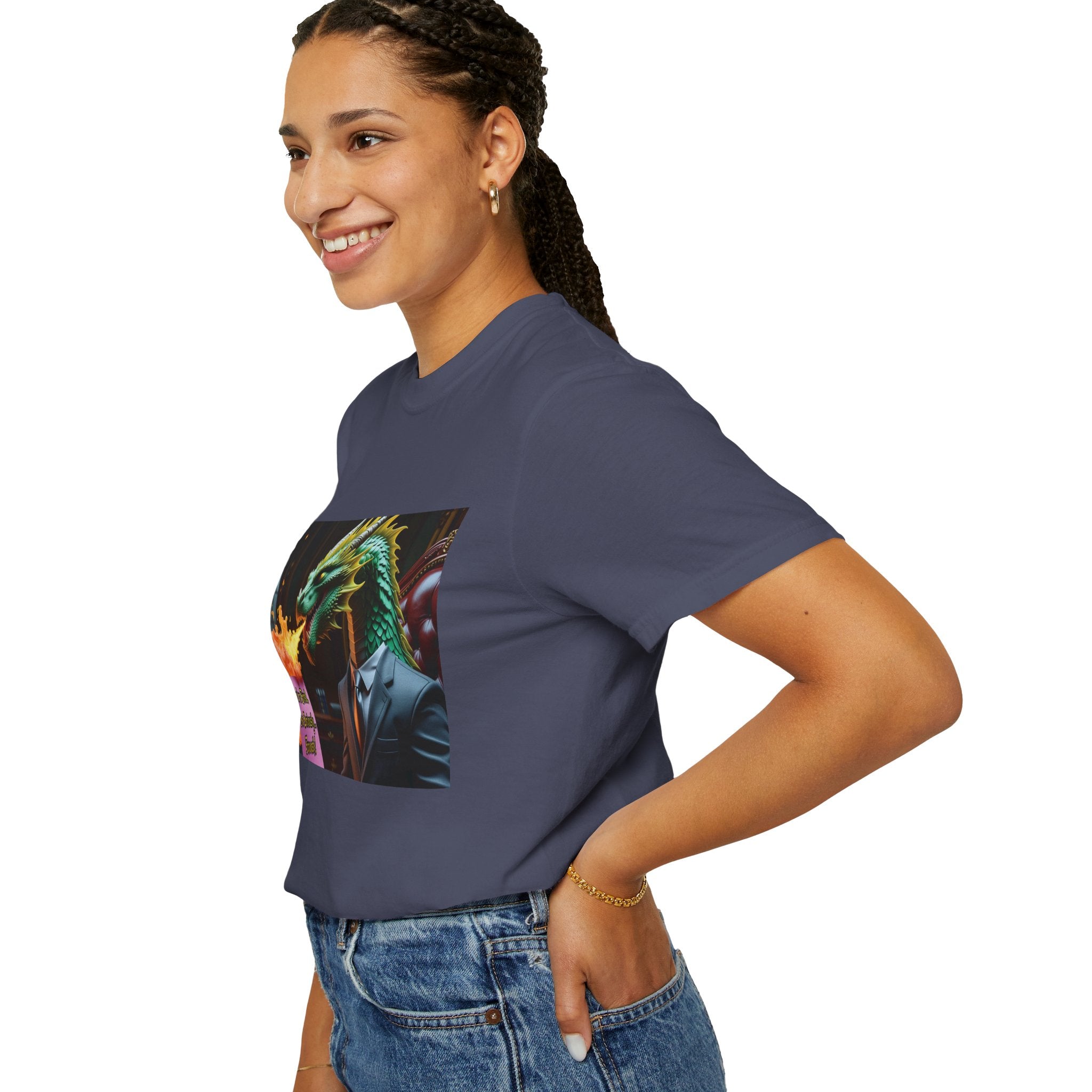 Dragon Fire  Unisex Garment-Dyed T-Shirt, Fun Graphic Tee, Unique Gift, Casual Wear, Fantasy Lover Apparel, Statement Shirt