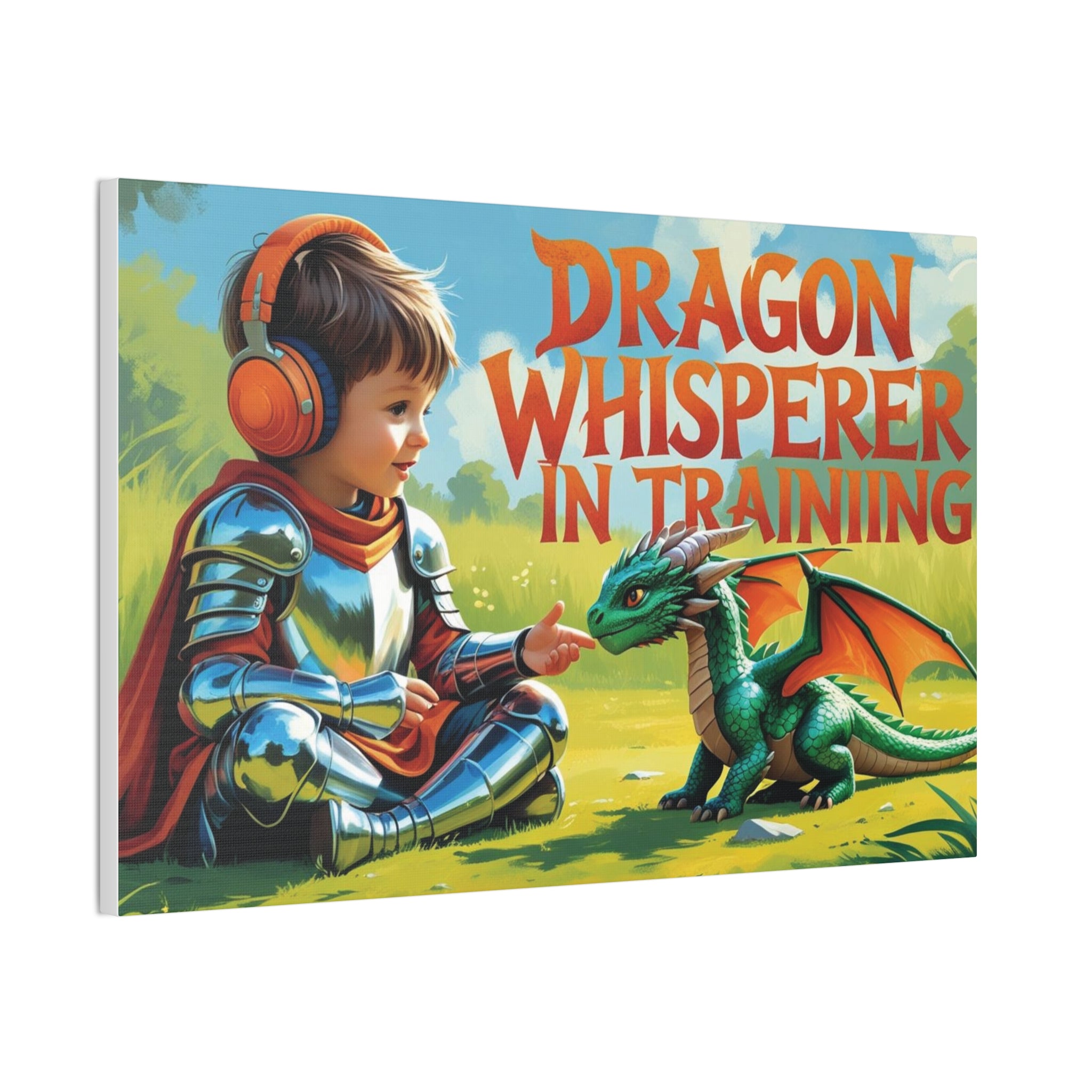Dragon Whisperer Canvas Print, Playroom Decor, Childrens Wall Art, Fantasy Kids Room, Dragon Lover Gift, Adventure Art, Kid's Room Decor