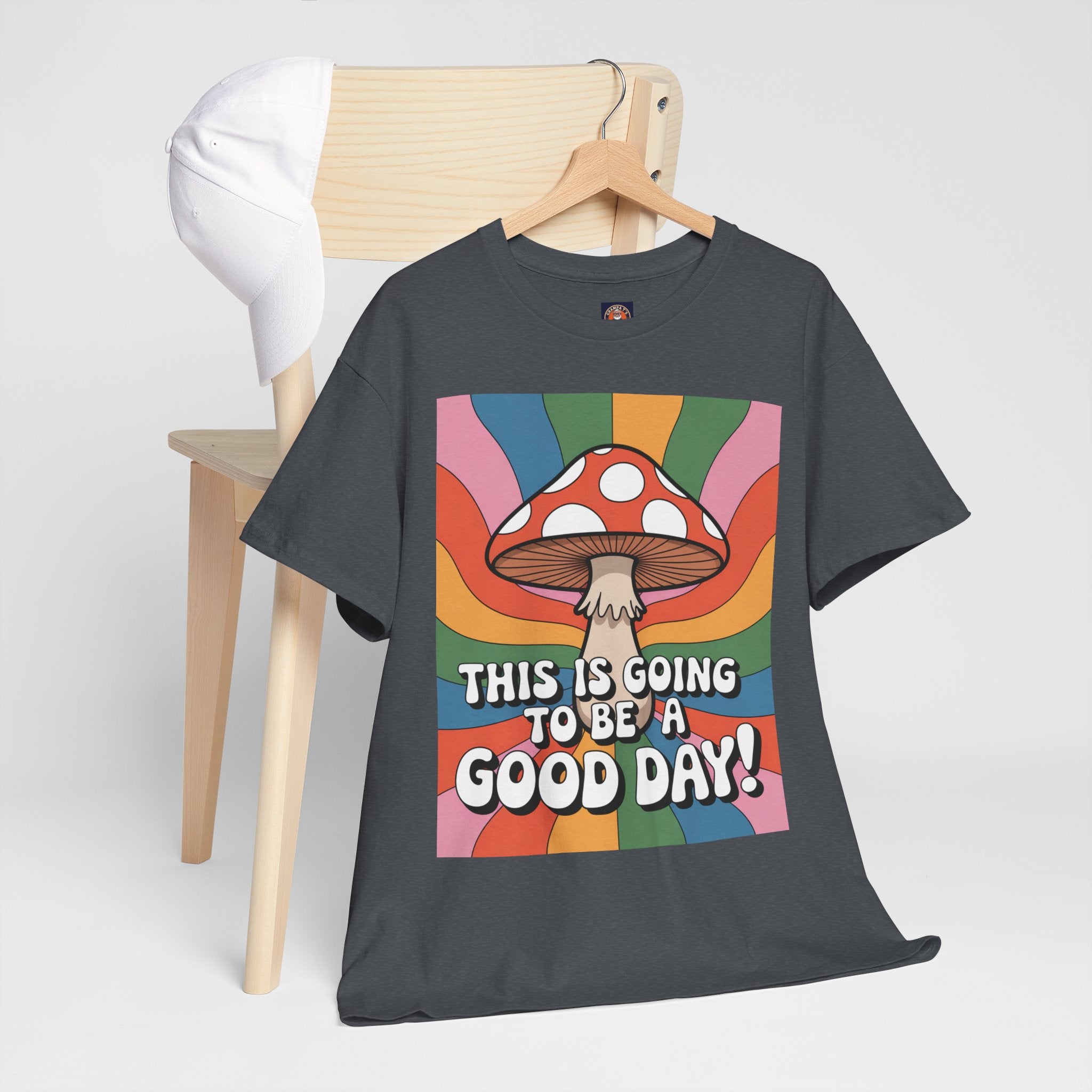Fun Hippy Mushroom Cheerful Graphic Tee, Positive Vibes T-Shirt for Everyday Wear, Gift for Nature Lovers, Trendy Casual Wear, Eco-Friendly Fashion