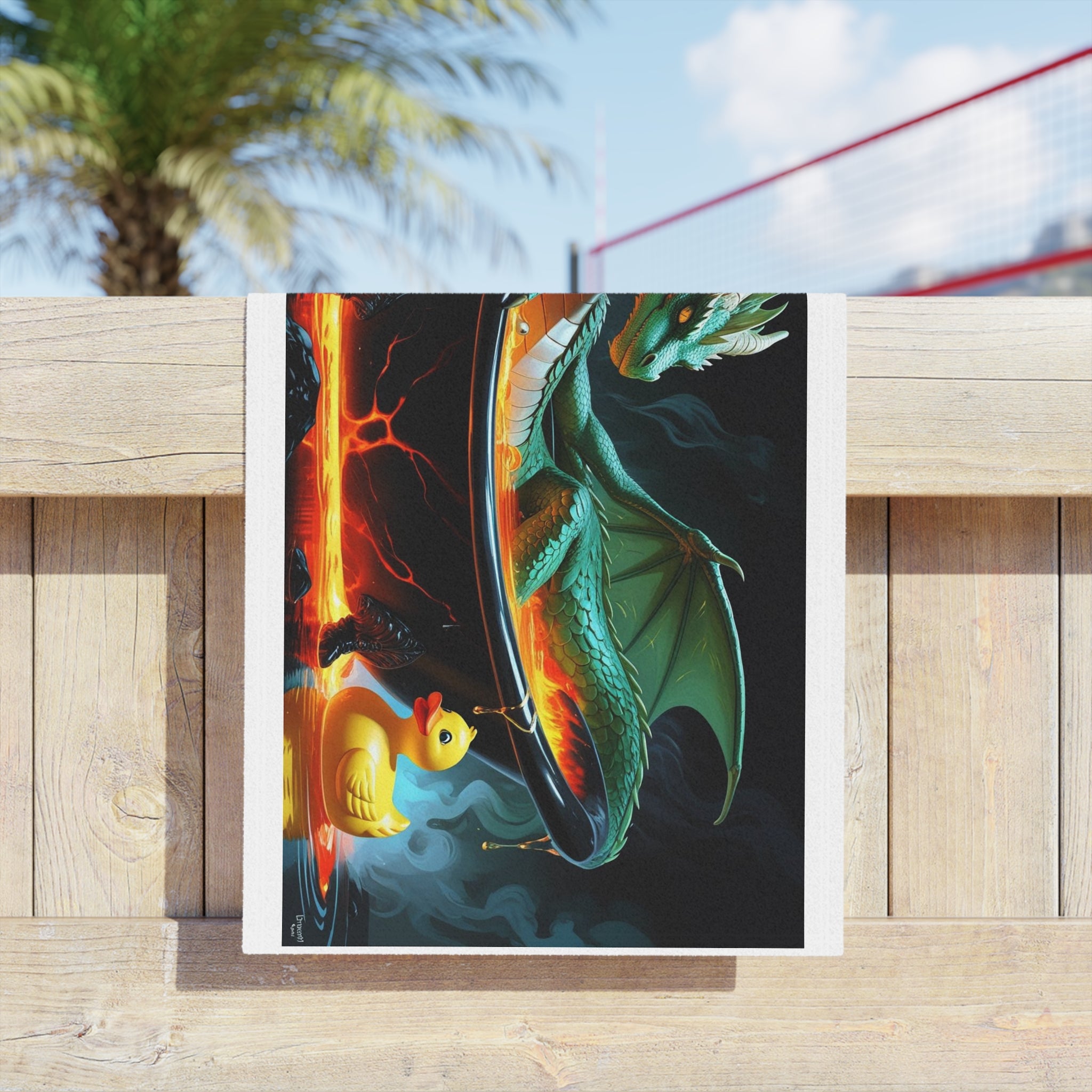 Funny Dragon Bath-time Fantasy Beach Towel, Dragon Artwork Towel, Unique Pool Towel, Whimsical Bath Towel, Gift for Fantasy Lovers, Kids Beach Accessory