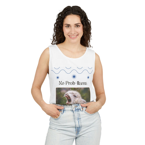 "No Prob-llama" Funny Tank Top – Cute Llama Graphic for Summer Vibes, Animal Lovers, Festivals & Chill Days