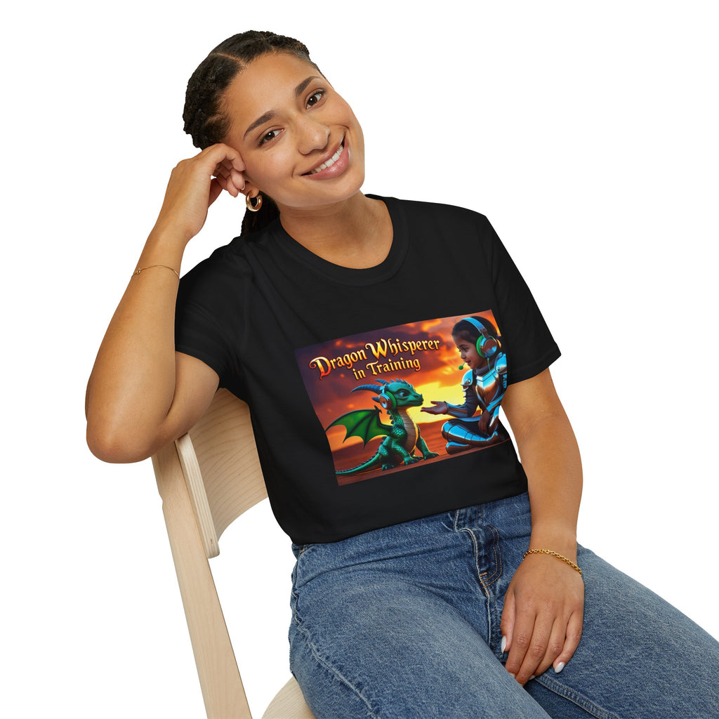 Funny Dragon Whisperer Unisex Softstyle T-Shirt | Fantasy Apparel, Gift for Dragon Lovers, Kids & Adults, Birthday Present, Magical Vibe