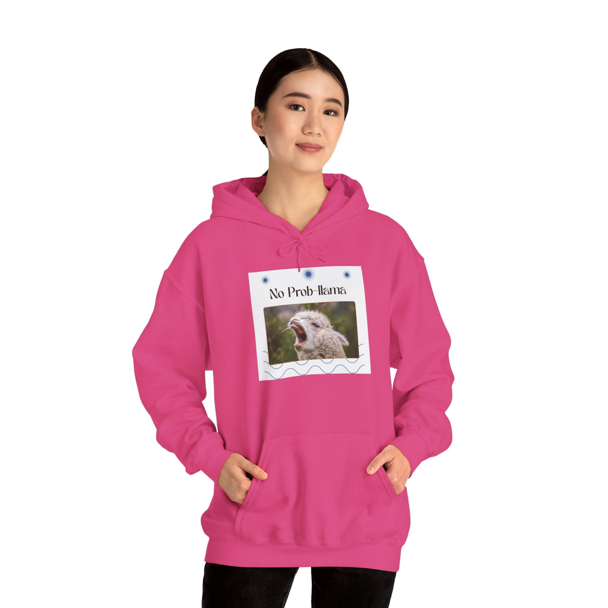 "No Prob-Llama" Unisex Hooded Sweatshirt with Fun Design, Cozy Apparel for Relaxed Days, Gifts for Friends, Casual Wear, Unique Gift Idea, Birthday Present
