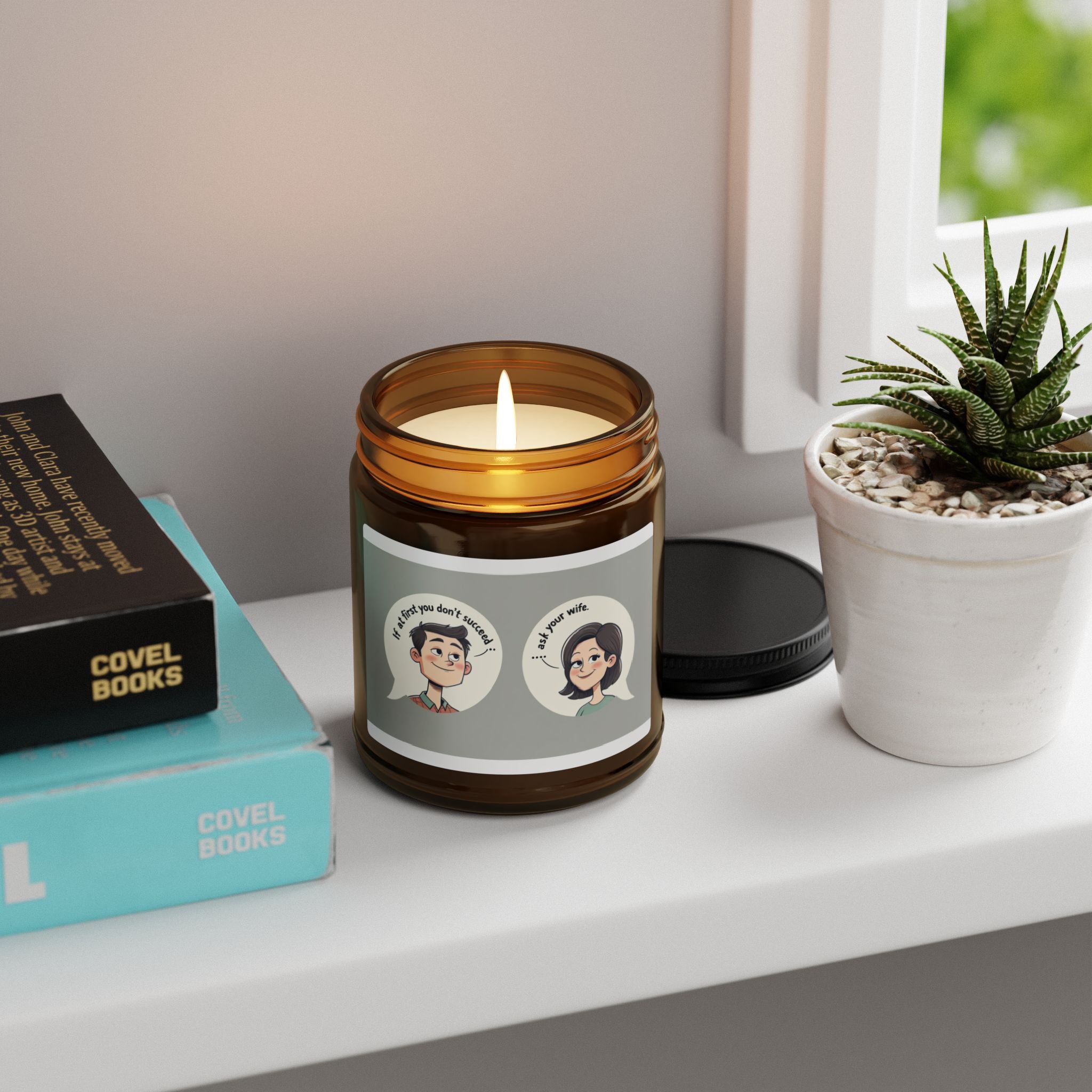 Funny Ask My Wife Scented Soy Candle - Cozy Home Decor, Gift for Her, Aromatherapy, Self-Care, Relaxation, Unique Candle Gift