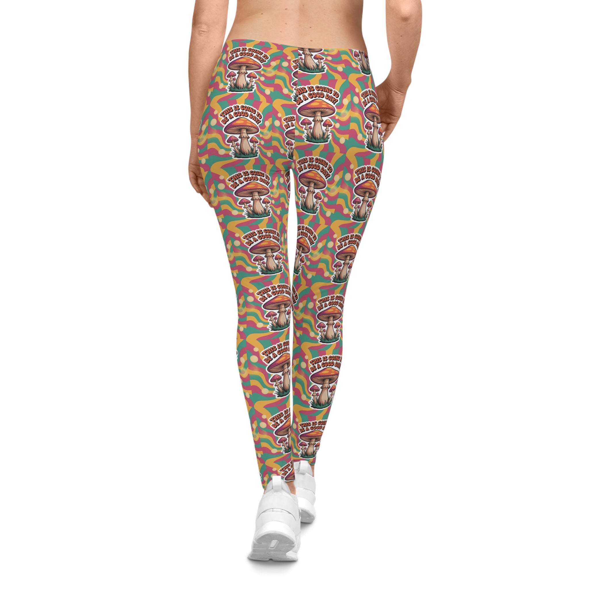 Vibrant Mushroom Leggings, Casual Leggings for Women, Yoga Pants, Dance Wear, Festival Outfit, Eco-Friendly Activewear