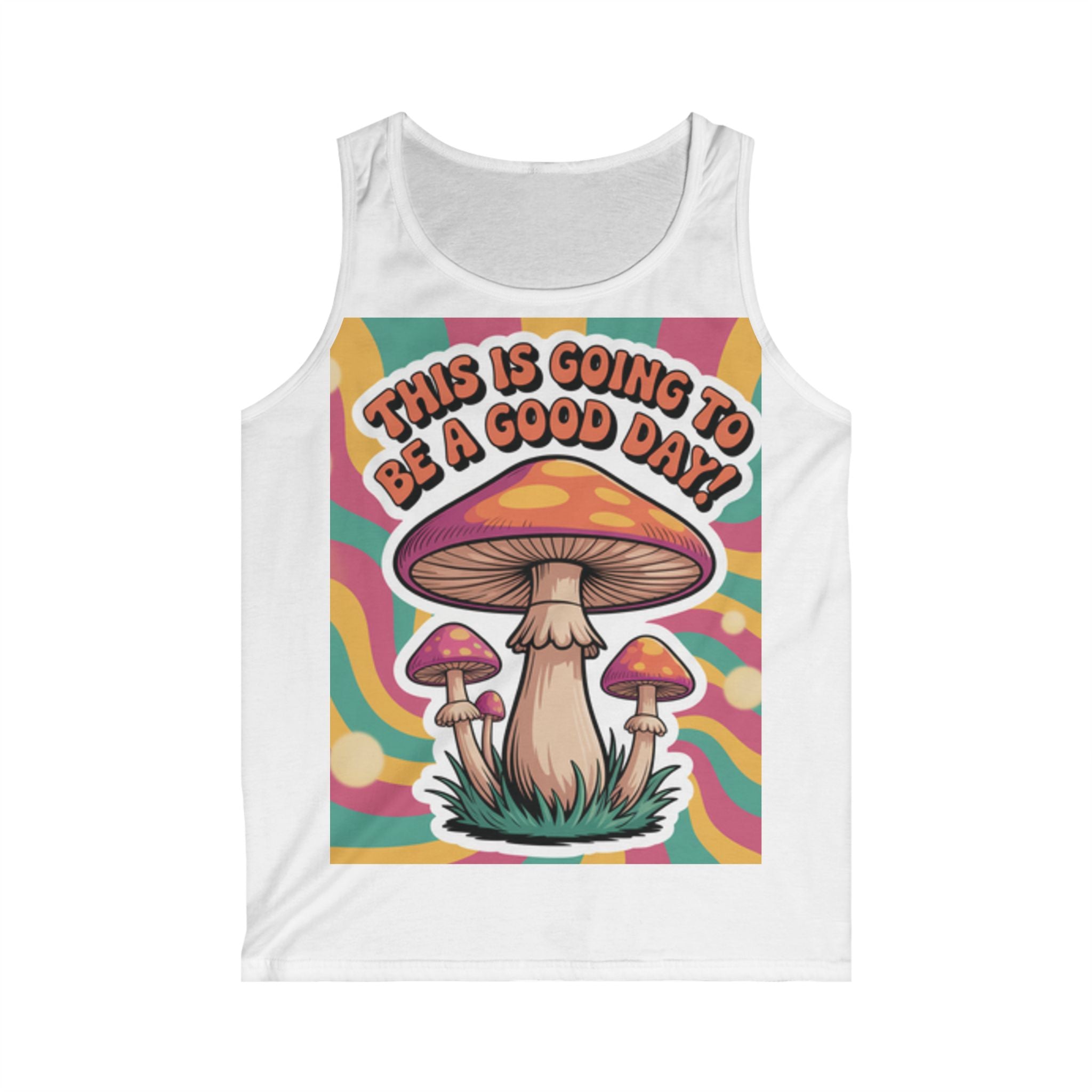 Men's Mushroom Graphic Tank Top, Bohemian Style Tank, Summer Top, Gift for Nature Lovers, Festival Wear, Good Vibes T-Shirt