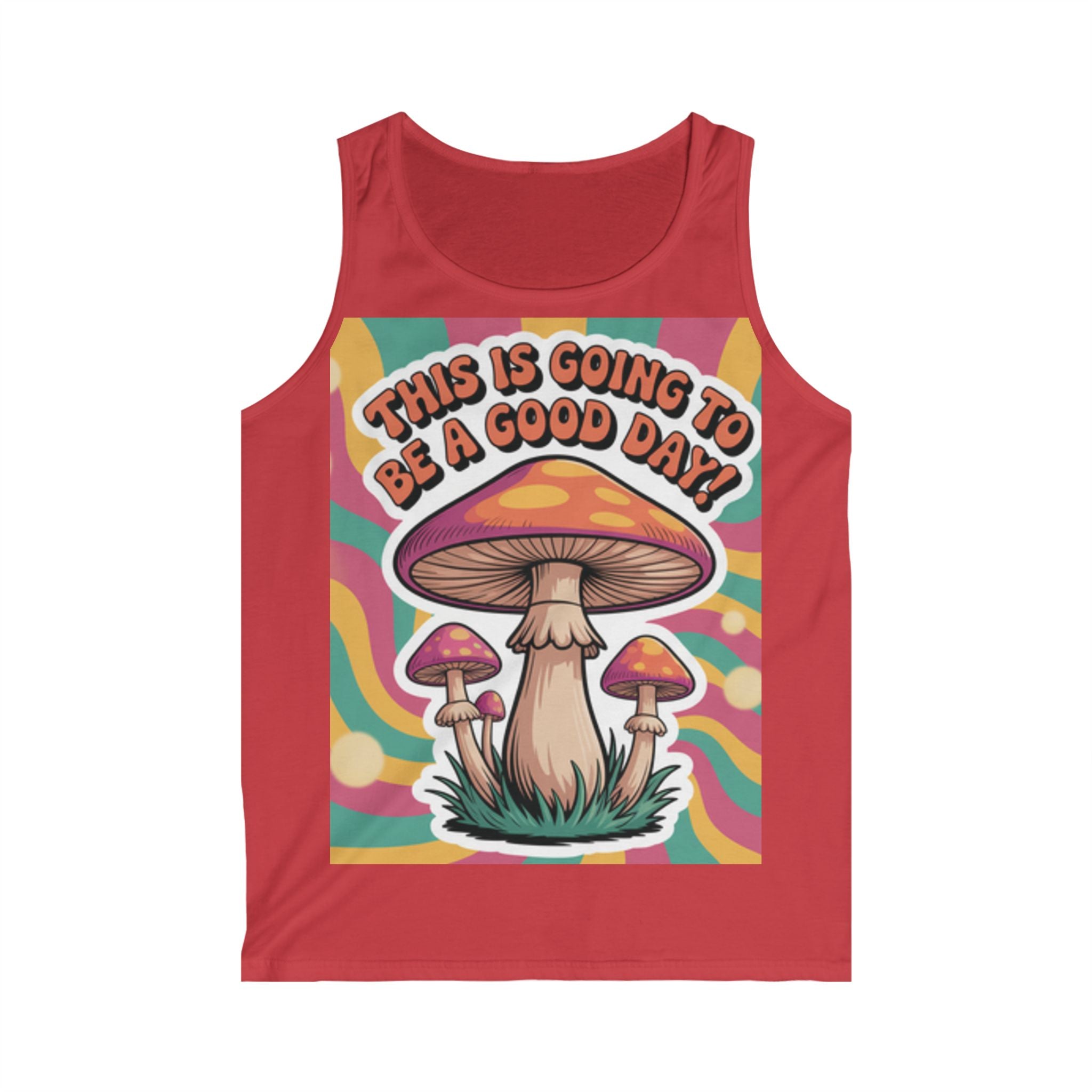 Men's Mushroom Graphic Tank Top, Bohemian Style Tank, Summer Top, Gift for Nature Lovers, Festival Wear, Good Vibes T-Shirt