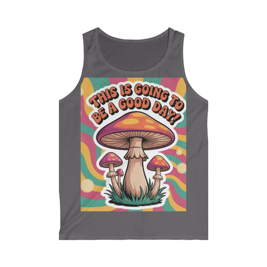 Men's Mushroom Graphic Tank Top, Bohemian Style Tank, Summer Top, Gift for Nature Lovers, Festival Wear, Good Vibes T-Shirt