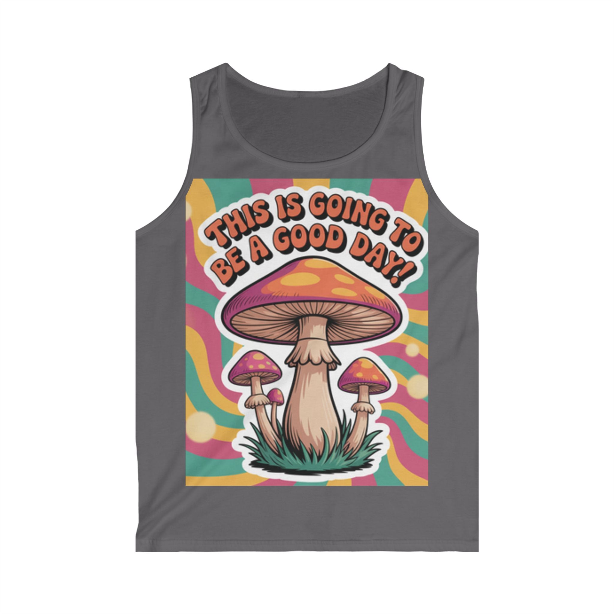 Men's Mushroom Graphic Tank Top, Bohemian Style Tank, Summer Top, Gift for Nature Lovers, Festival Wear, Good Vibes T-Shirt